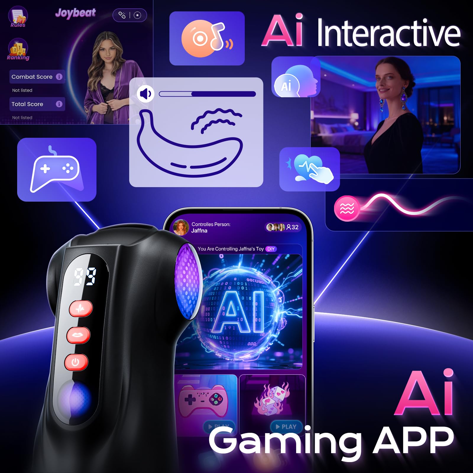 Tauara Masturbatore per Uomo Sex Toys, APP Masturvatore per Uomo con 9 Vibrazione e 9 Aspirazione, Masturbtore con 3 Maniche Rimovibili Sex Toy Vibratore Sexytoysys Coppia