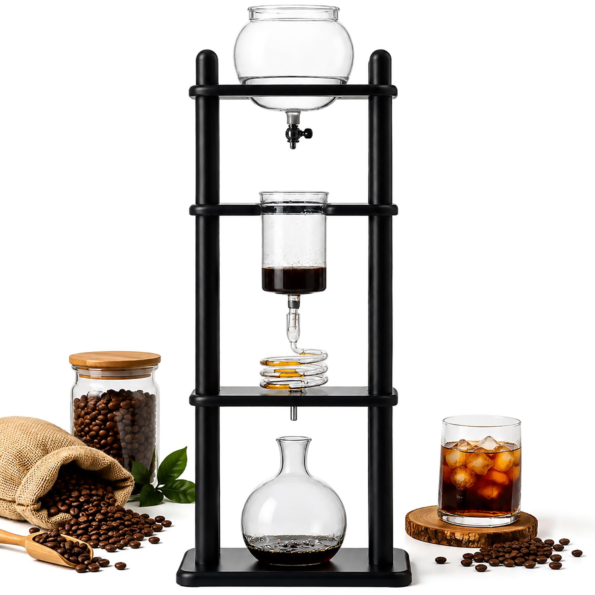 Japoński Ekspres Slow Drip, Szklana Wieża Cold Brew 1000 ml Dom