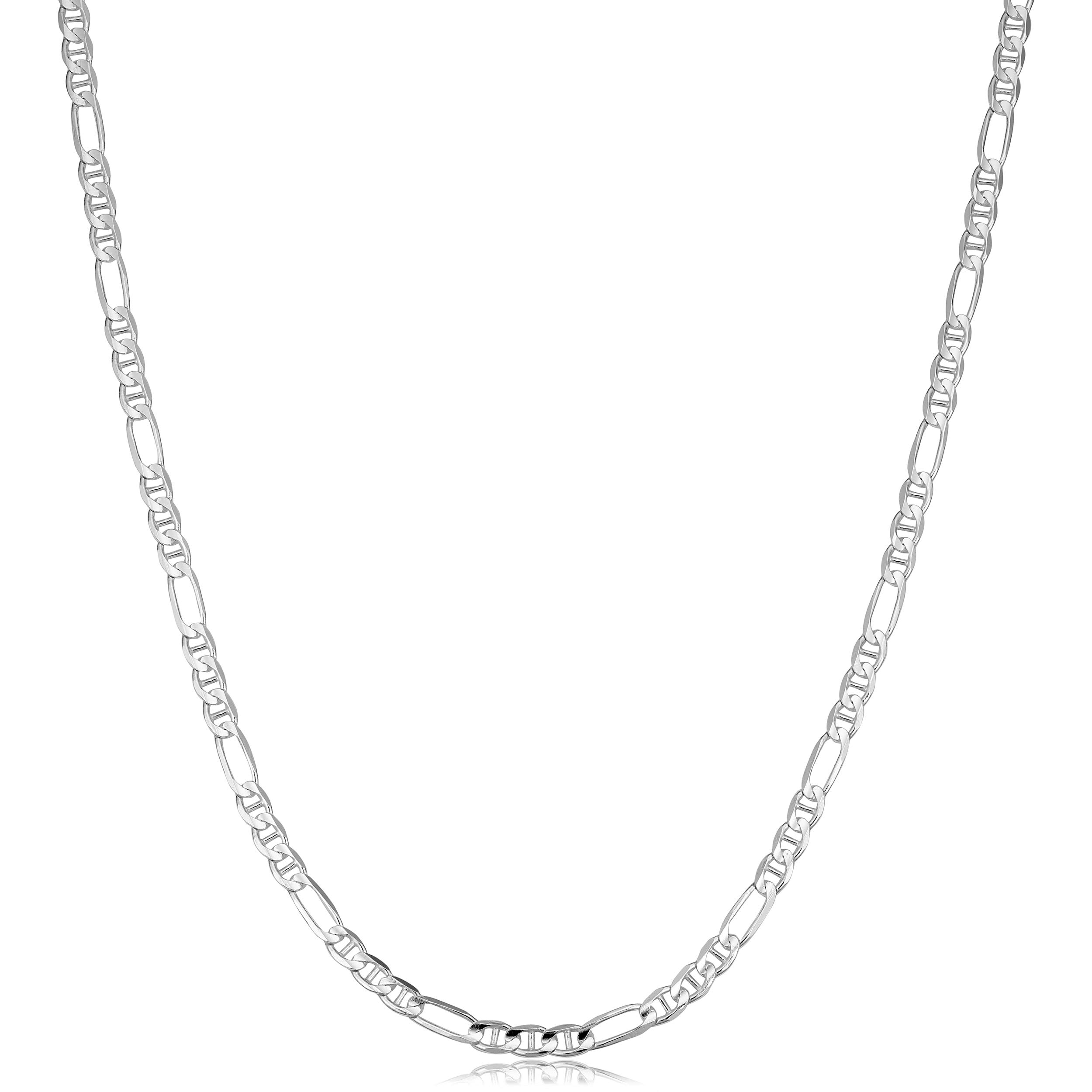 Kooljewelry Sterling Silver 3.7 mm Figaro Mariner Chain Necklace