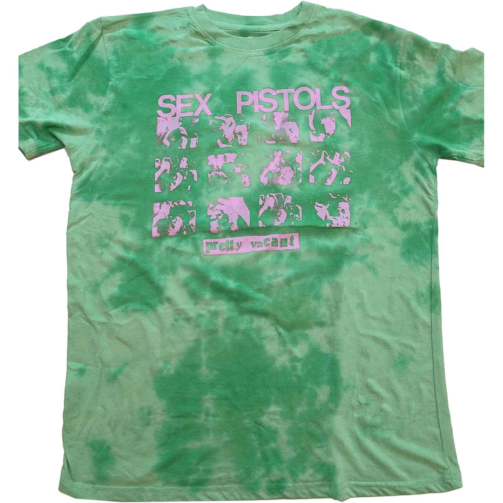 Sex Pistols T Shirt Pretty Vacant Band Logo Official Unisex Dye Wash Green L