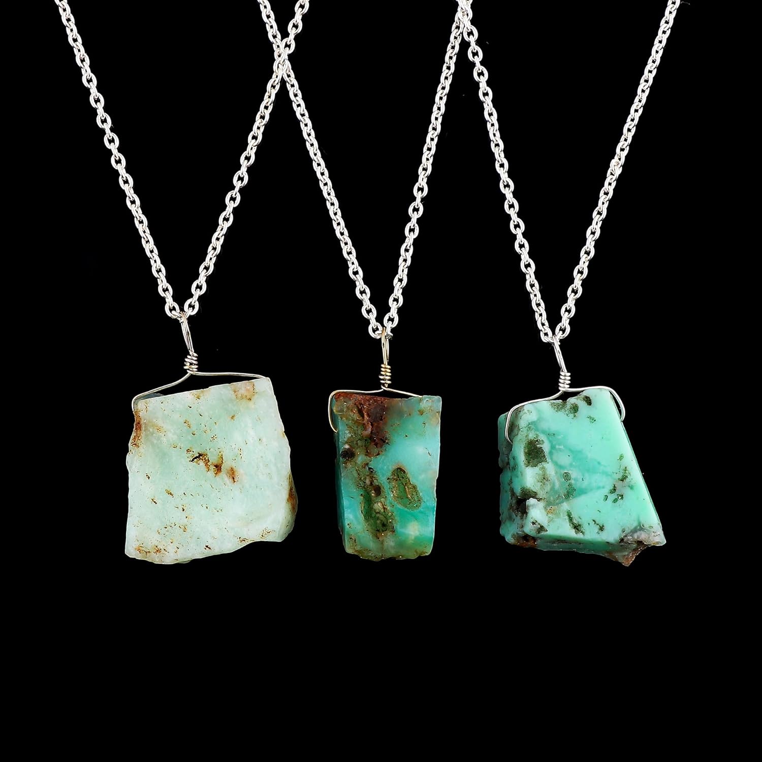 Raw Gemstone Pendant Necklace for Women |Natural Healing Crystal Rough Pendant 15–25 Carat | Silver Plated Chain 16+2 Inch Adjustable | Gift Jewelry - Image 3