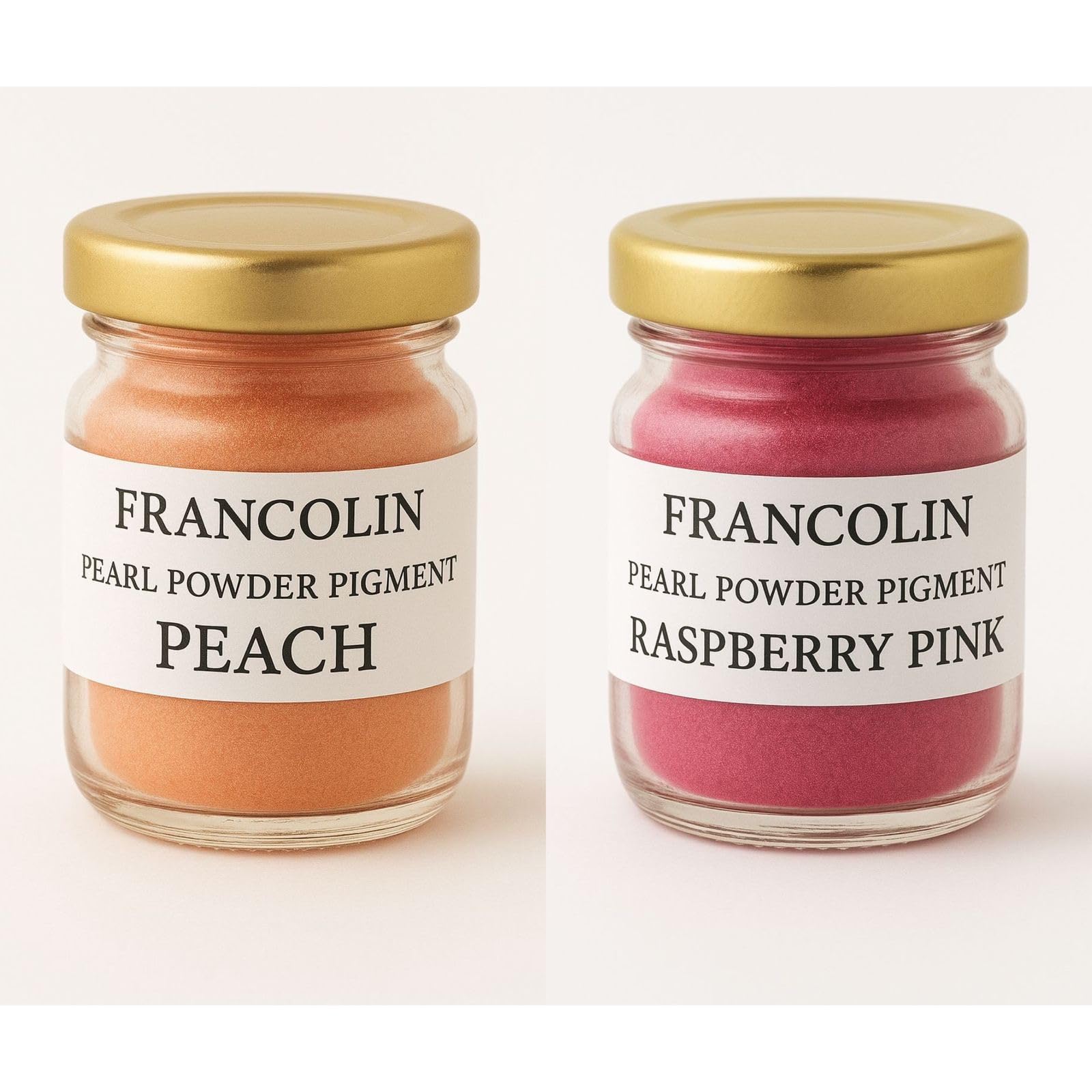 Francolin | Peach & Raspberry Pink | Mica/Pearl Powder Pigment | Non Toxic | Vibrant Metallic Glowing | for Soap, Epoxy Resin, Painting, Nail Art & Craft, Cosmetic, Slime | 20g*2-image-17