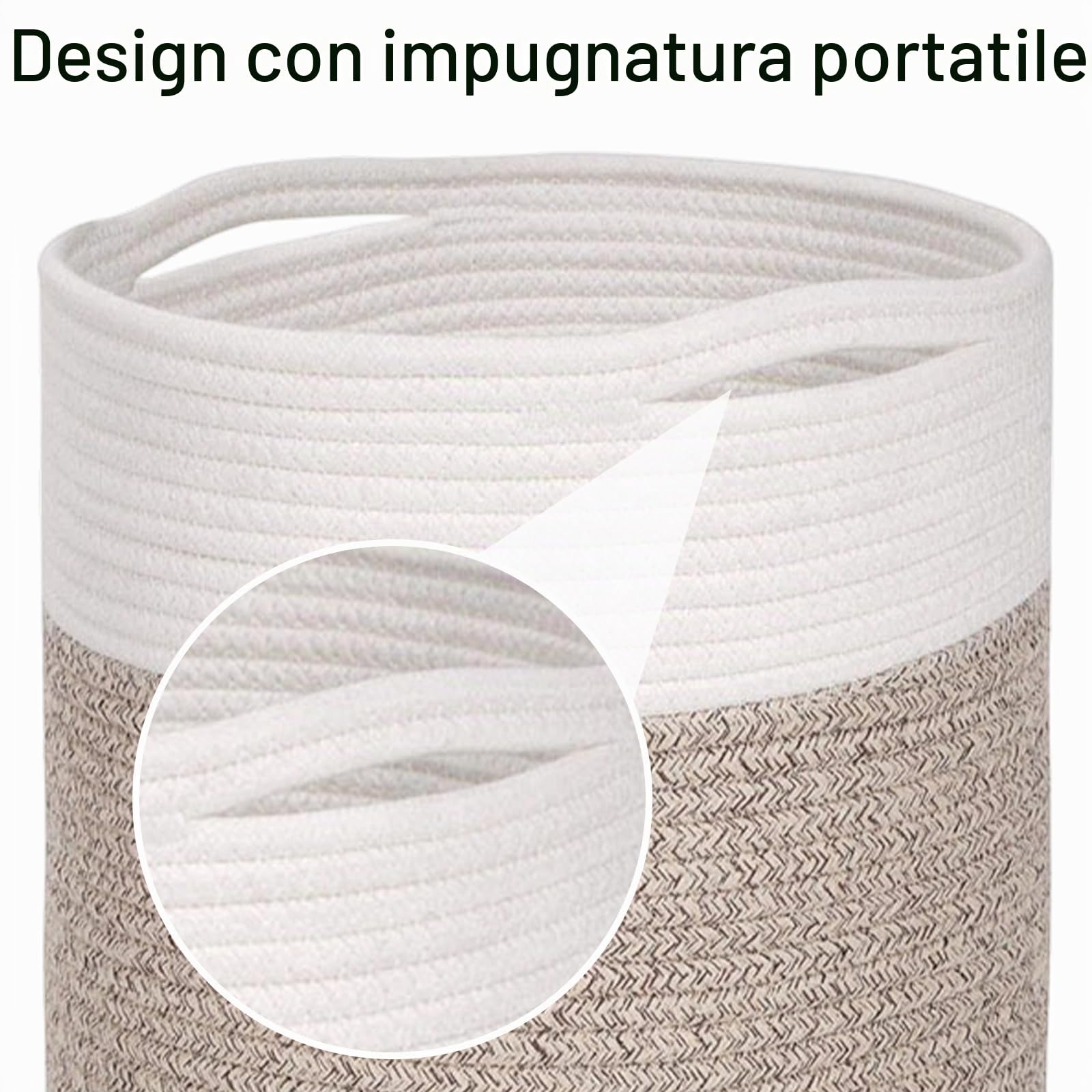 Cesto in Corda Di Cotone Intrecciato, Cesto per La Biancheria in Cotone Con Manici, Cesto Portabiancheria Pieghevole per Coperta, Cestino Intrecciato, Cestino per La Biancheria, 30 X 30 Cm