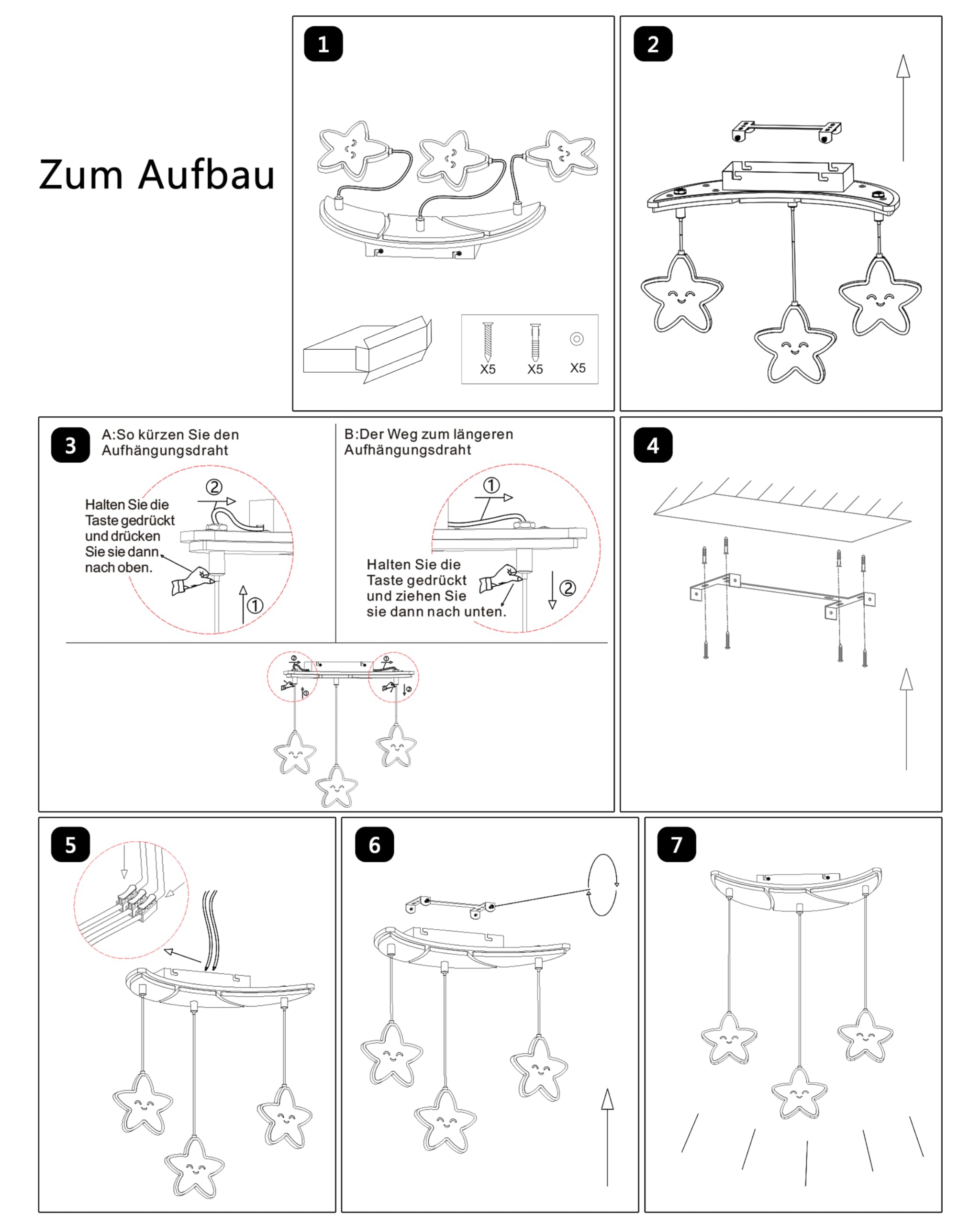 LED Deckenleuchte Stern Mond, 40cm 32W Holz Kinder Lampe Dimmbar 3000-6000K mit Fernbedienung, Für Kinderzimmer, Babyzimmer, Jugendzimmer, Schlafzimmer, Mit Memory-Funktion, 4W Nachtlicht
