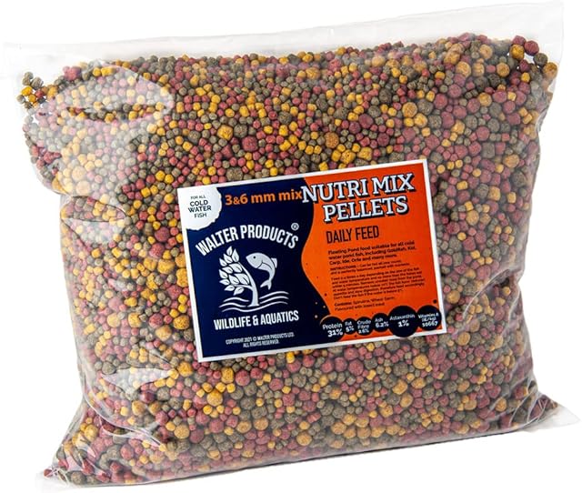 Walters All-Round 3mm & 6mm Nutri Mix (1kg)| Pond Fish Food Pellet for Koi, Goldfish and all Cold Water Pond Fish | Premium Nutrition Year Round, Complete Fish Food Pellets in Recyclable Bags