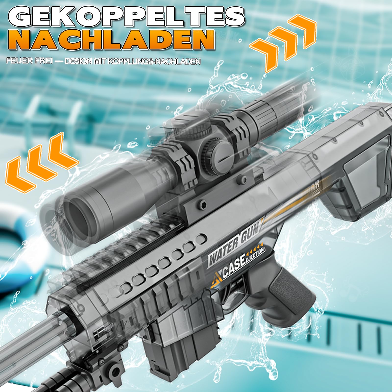 Maxee Pistola ad acqua elettrica, pistola a spruzzo automatica con un pulsante, per bambini, adulti, piscina, feste, spiaggia all'aperto, colore nero