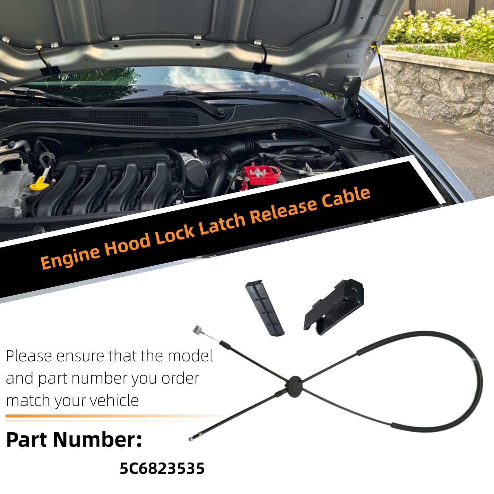 Volkswagen 5G1823531C - Cable De Liberación Para Capó VW - Yaxa