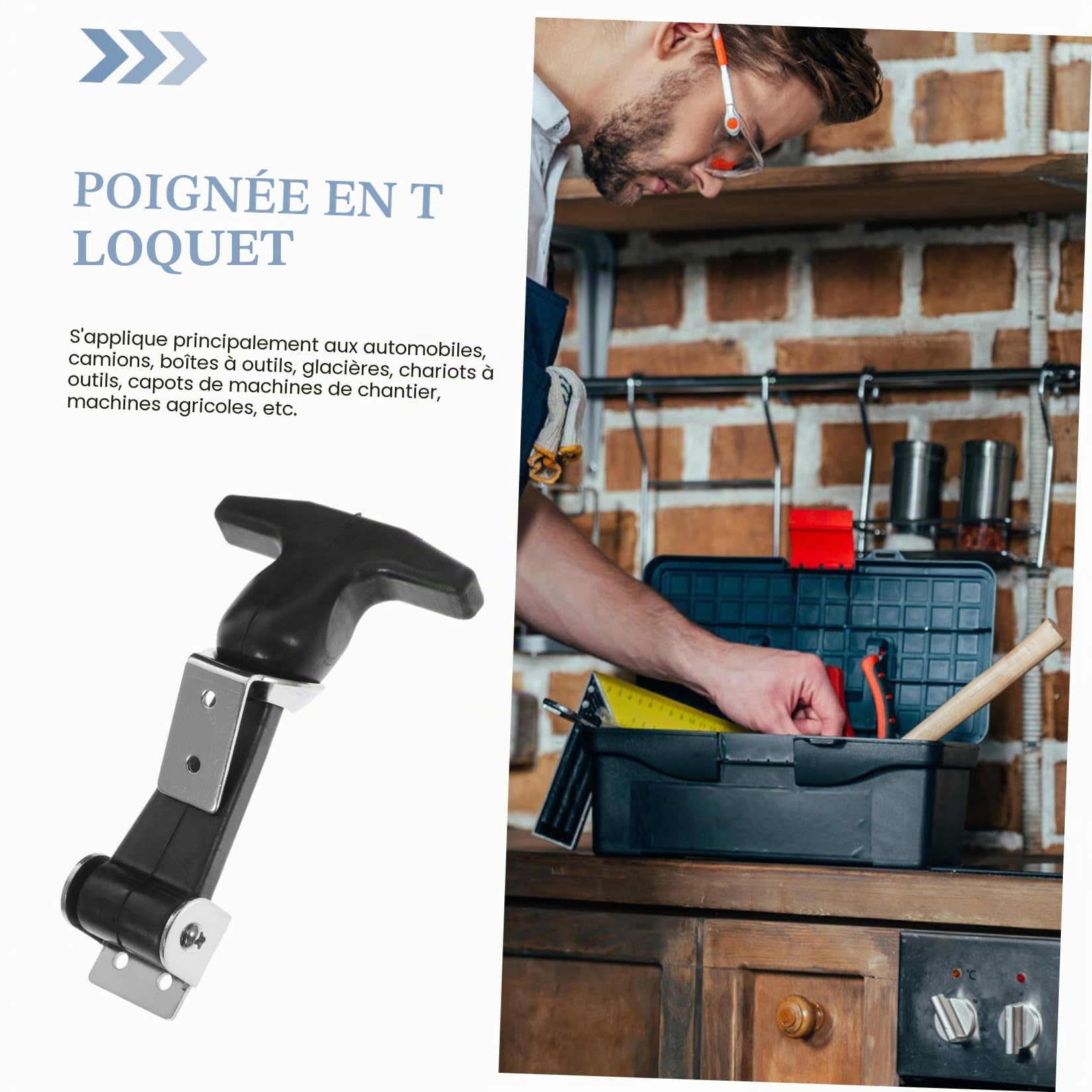 TEHAUX Loquets De Tirage En Inox Avec Poignée En T Flexible Loquets De Traction Résistants Aux Vibrations Pour Boîte À Outils Et Chariot Lot De 2 4.72X3.15X0.98 Pouce