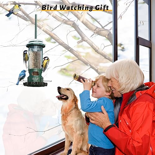 Miniatura 6 de Comederos de pájaros con bloqueo de ardillas para exteriores, comedero de metal resistente para aves silvestres, alimentador de semillas de pájaros