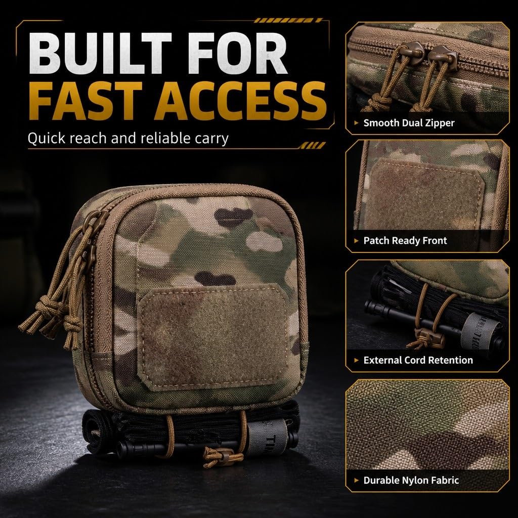 Pochette Utilitaire Tactique Molle, Support de Ceinture, Sac de Rangement EDC en Nylon 500D