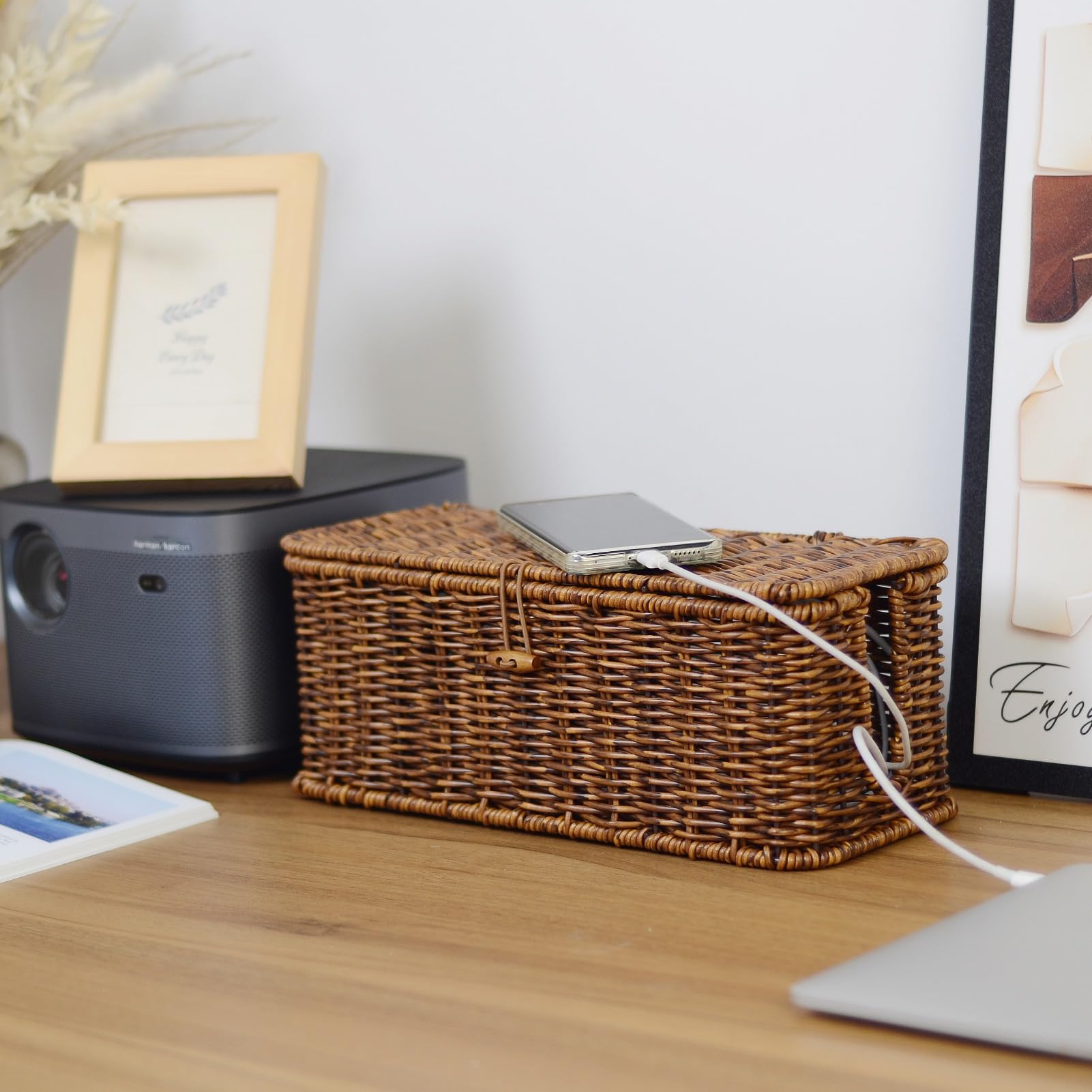Amazon.com: BROWNLILY Cable Management Box, Rattan Style Cord