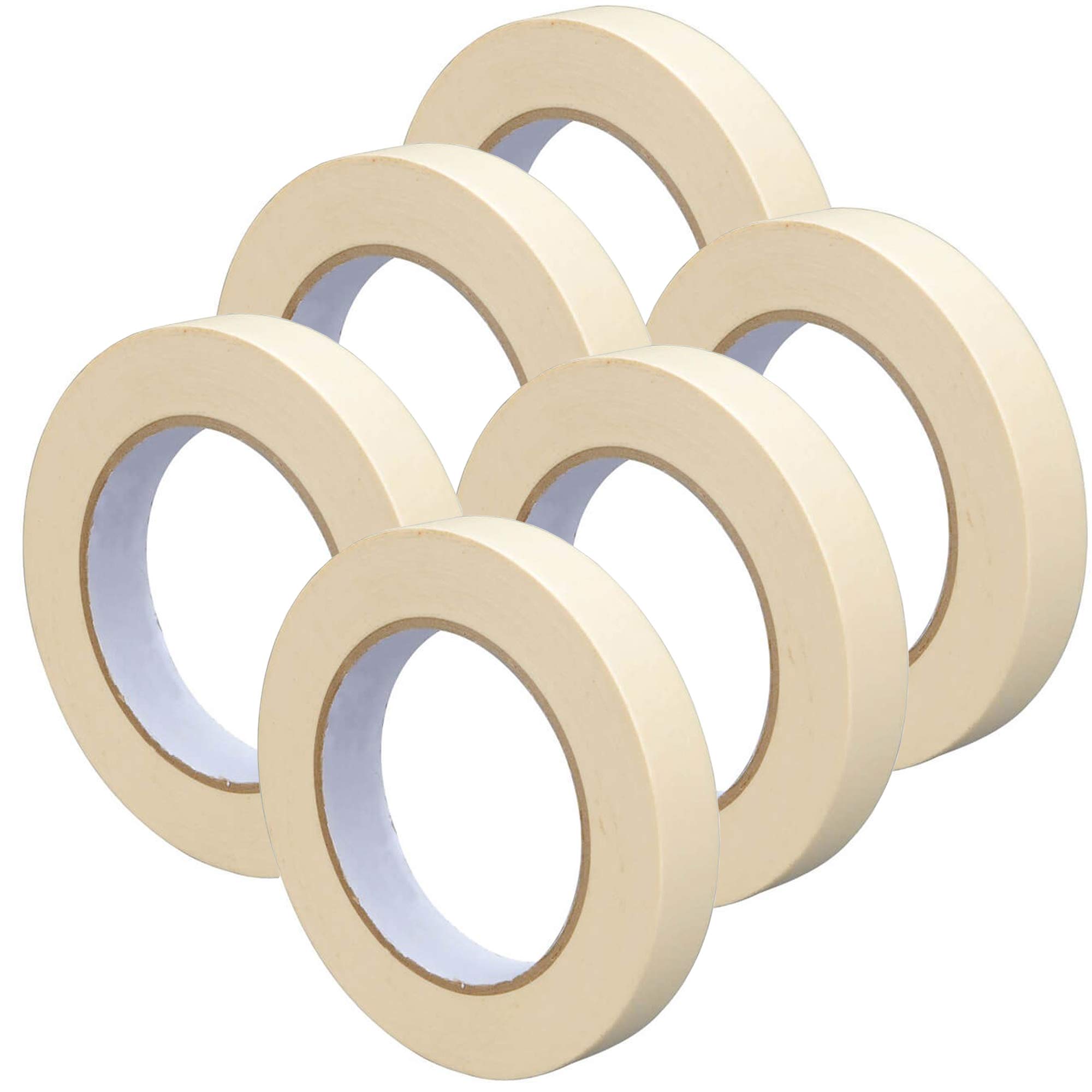 Right Pack Wide Tape 24mm x 50m | Masking Tape for Painting | Indoor Decorating (6 Rolls)