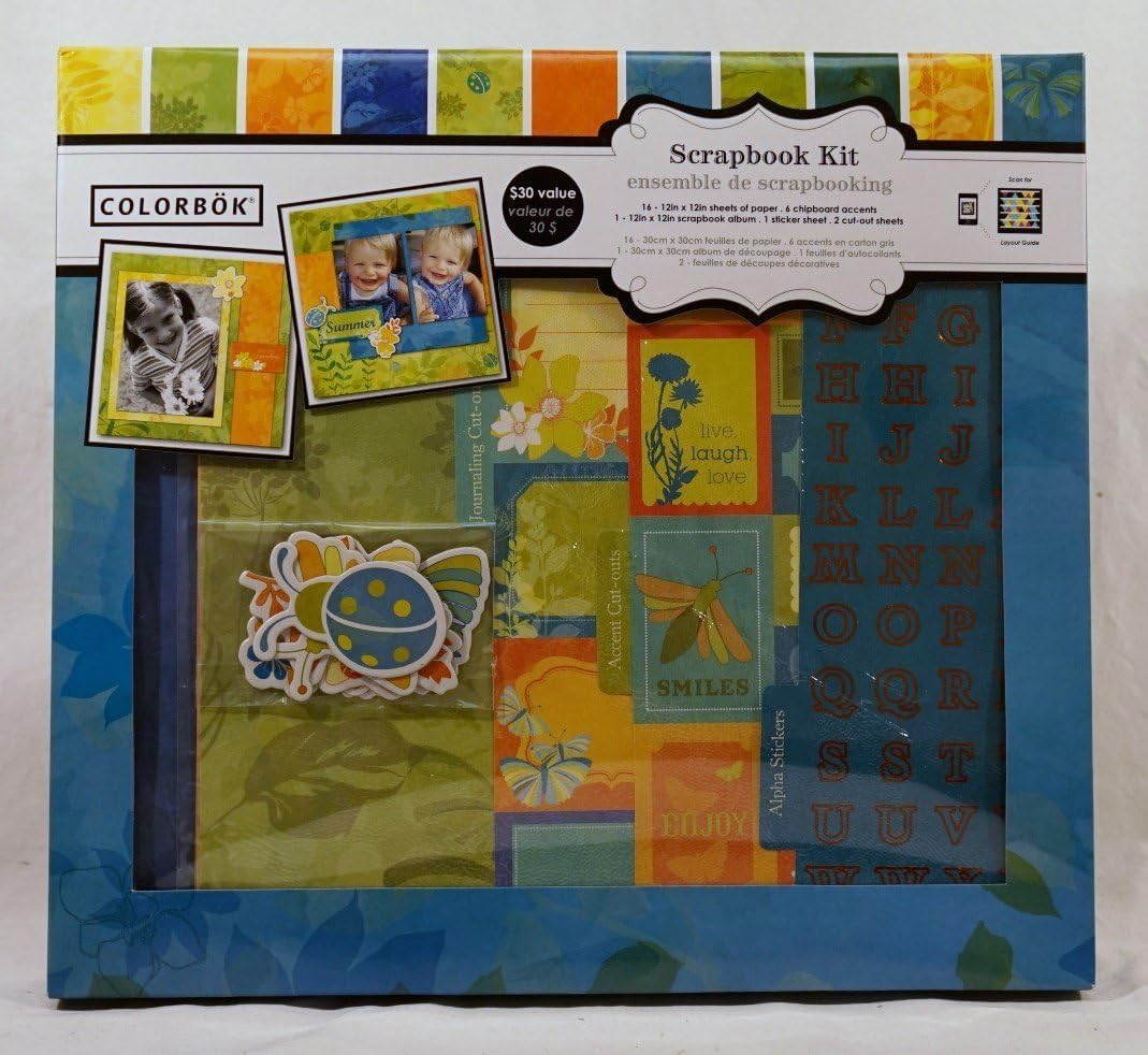 Colorbok Open Package Special Barefoot 12x12 DIY Scrapbook Photo Album Kit (16 Sheets, 6 chipboard Accents)