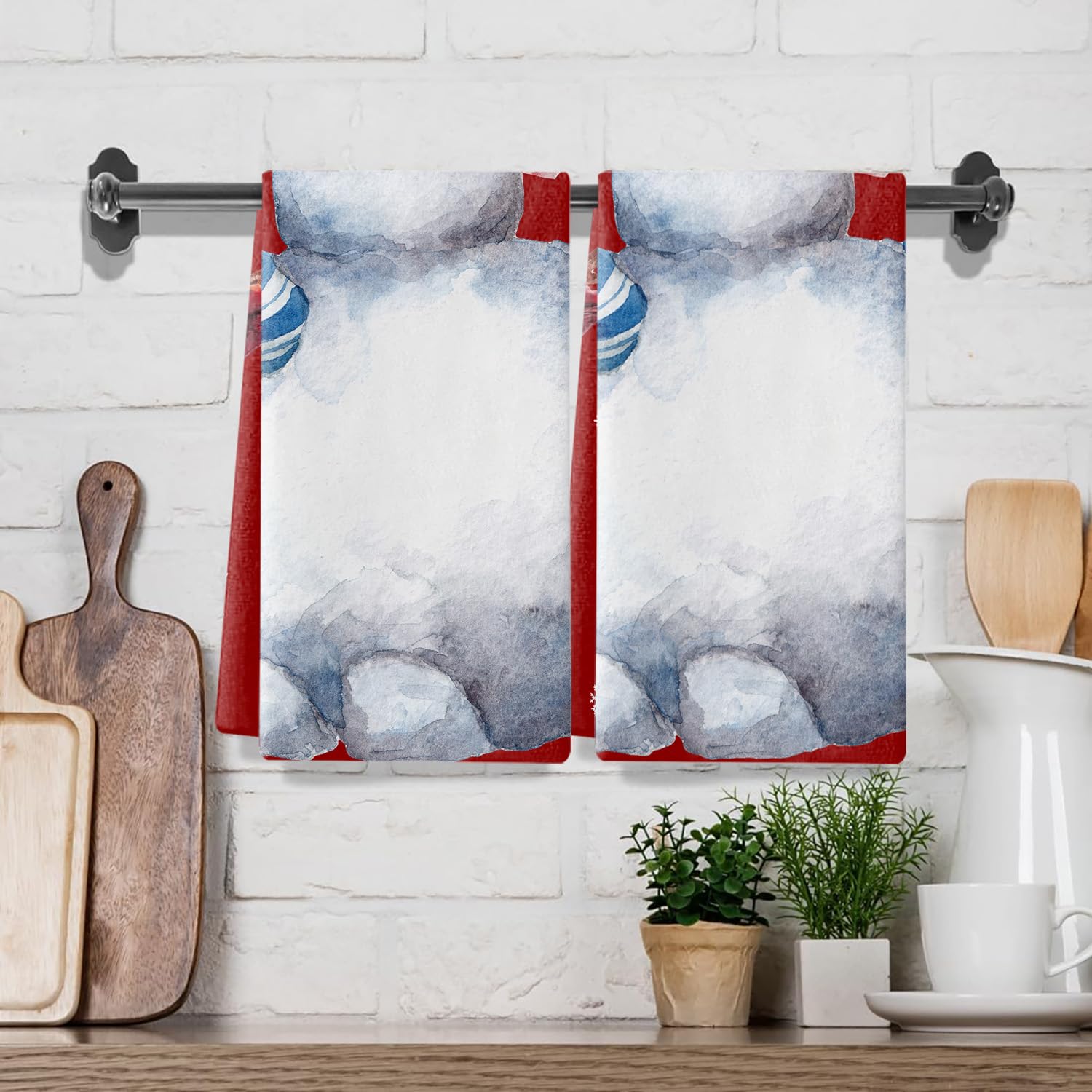 Trapos Cocina Navidad Gris Y Azul Paños de Cocina Microfibra Paños Cocina Suaves Lavable Toallas Reutilizables Absorbentes Baño Pañuelo de Mano Trapos de Cocina 2 Piezas (44x74 cm)