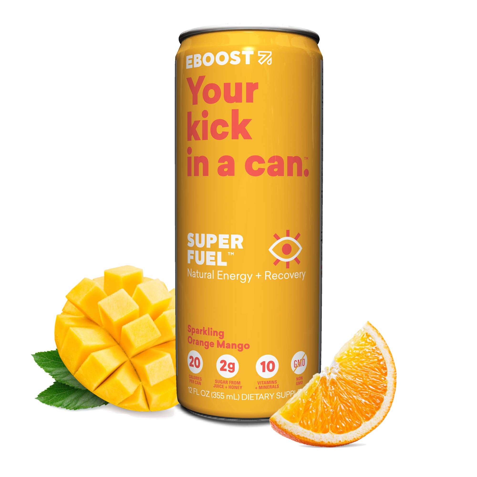 EBOOST SUPER FUEL Natural Nootropic Energy Drink Orange Mango 12 Fl