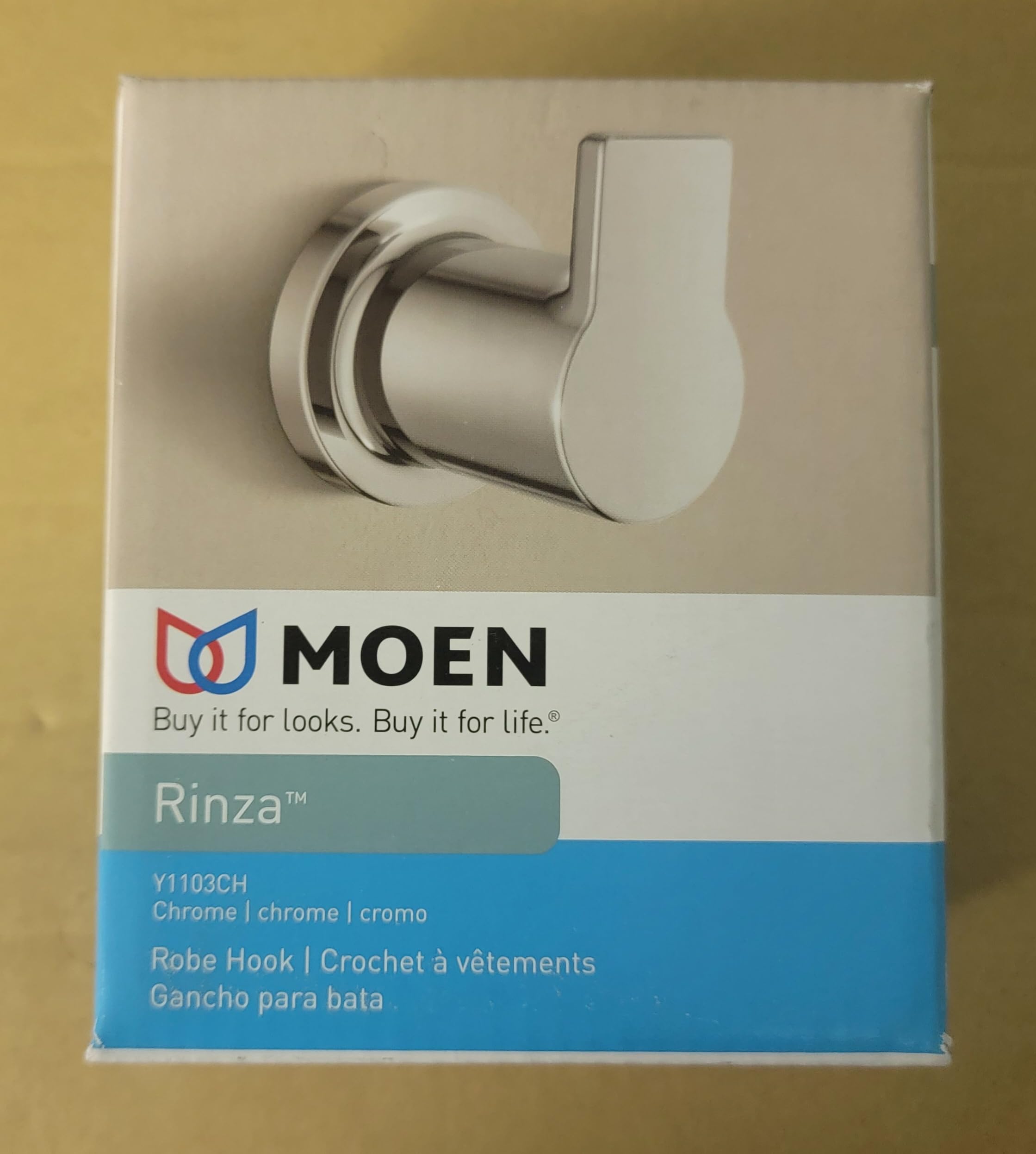 Rinz Chrome Robe Hook Moen patère murale robuste pour éviter le glissement des linges