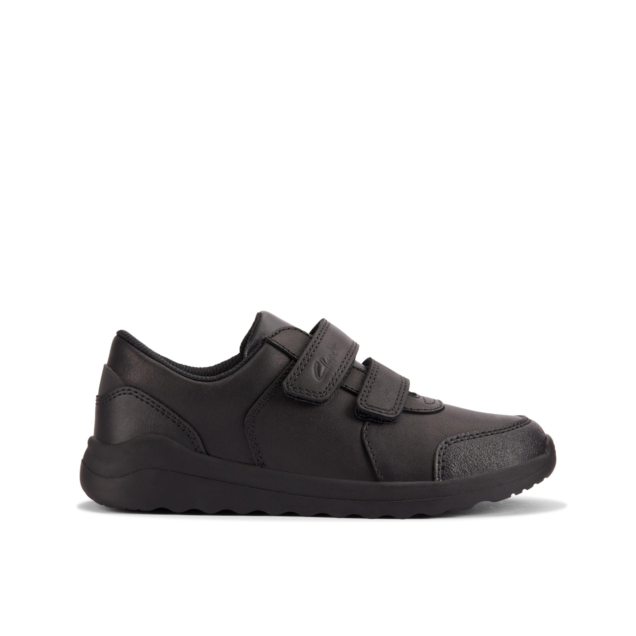Clarks Boys Daze Step 2 K Oxford Flat, Black Leather, 12 UK