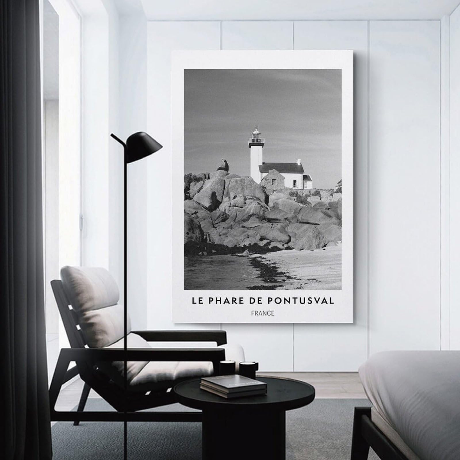 Junmoney Lighthouse on Rocky Coast Wall Art Print, 24x36inch(60x90cm), for Office, Study Or Home Workspace, Decorative Artwork for Productive Spaces