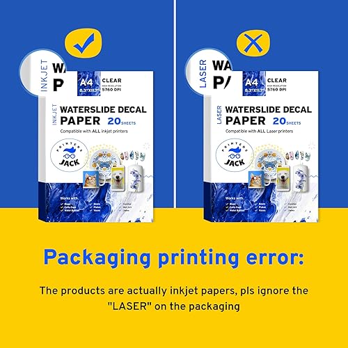 Miniatura 2 de Printers Jack Papel de chorro de tinta para tobogán acuático 20 hojas tamaño A4 papel de transferencia de tobogán acuático de alta calidad