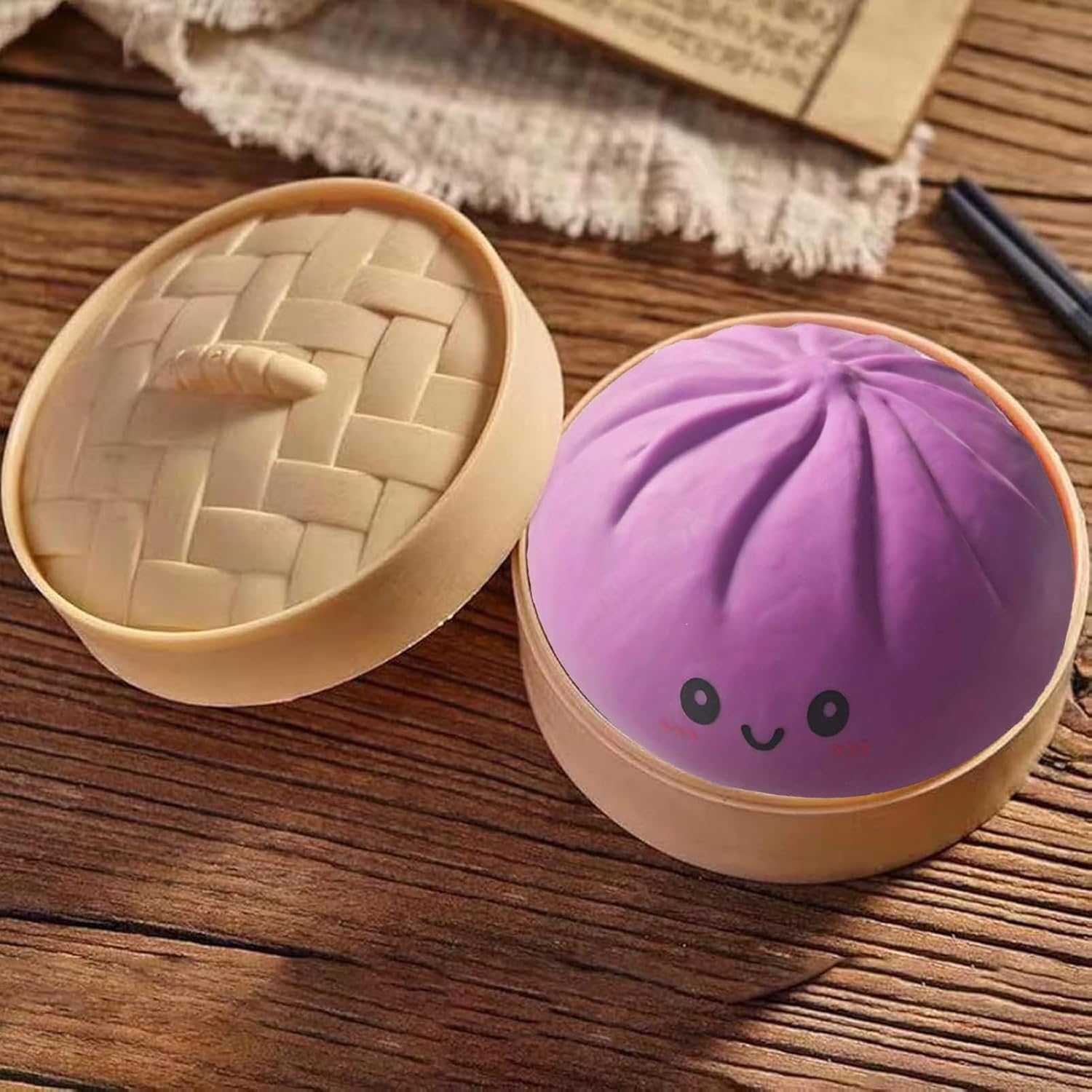 Giant Dumpling Squishy for Adults, 6 Inch Jumbo Dumpling Stress Ball, Soft Squeeze Decompression Dough, Anxiety Relief Fidget, Adult Fidget Tool (Purple
