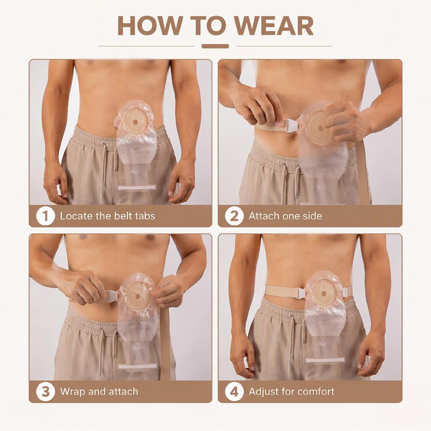 2 Pcs Ostomy Belt for Women Men, Adjustable Ostomy Support Stoma Belt