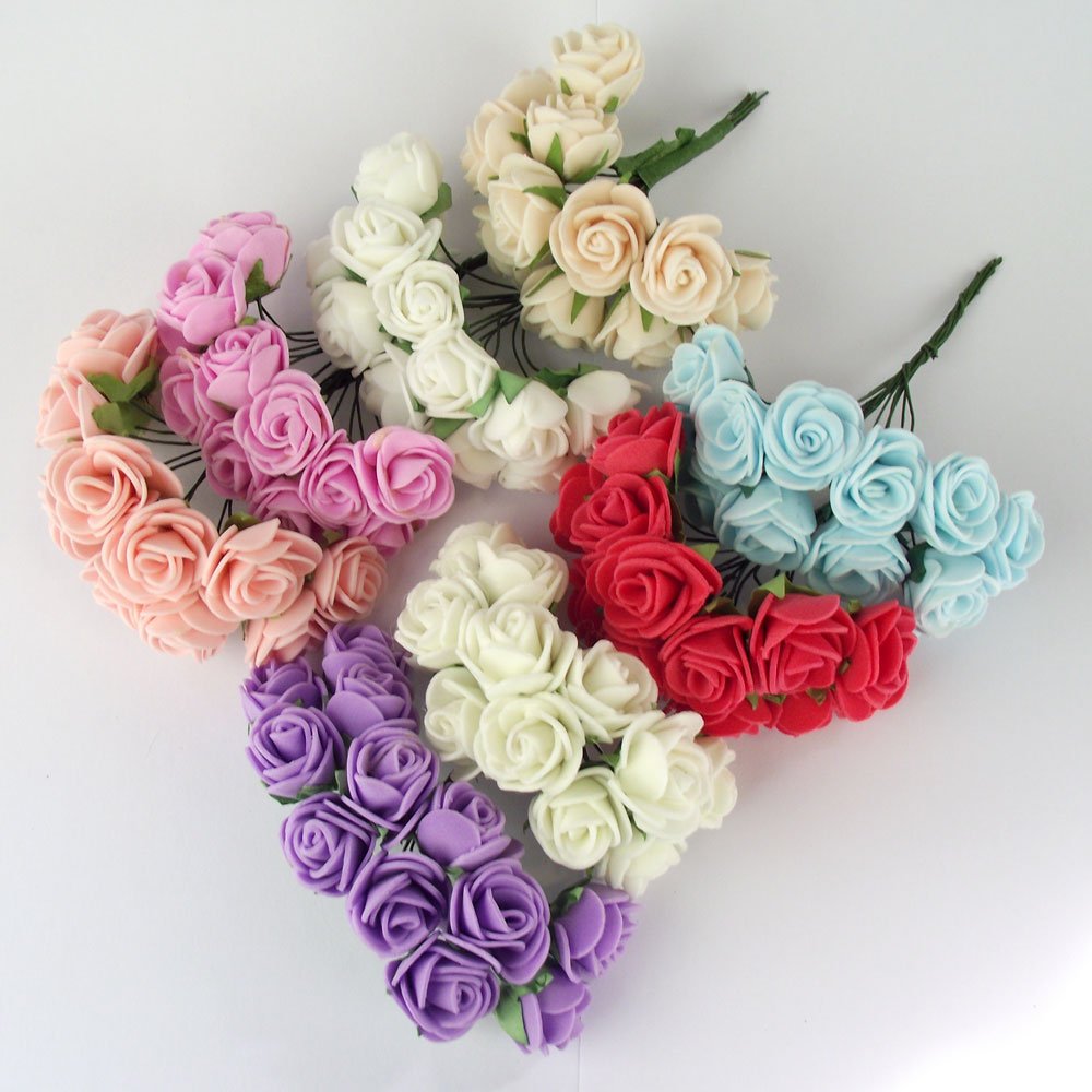Meena Supplies One Dozen Mini Foam Roses Artificial Flowers (Peach)