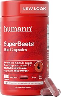 Humann SuperBeets Beet Root Capsules Quick Release 1000mg, Helps Support Nitric Oxide Production, Blood Pressure, Heart Health, Contains Non-GMO Beetroot Powder, Studied Antioxidants 180 Count