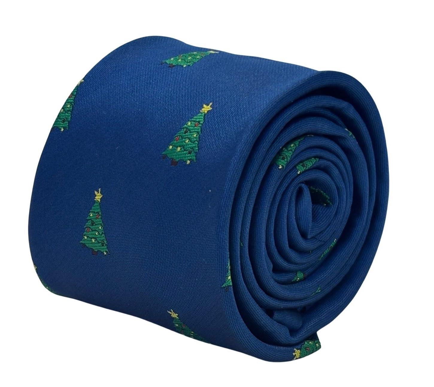 Frederick Thomas Royal Blue Necktie, Christmas Tree Pattern, 7.5 cm Width, British Design