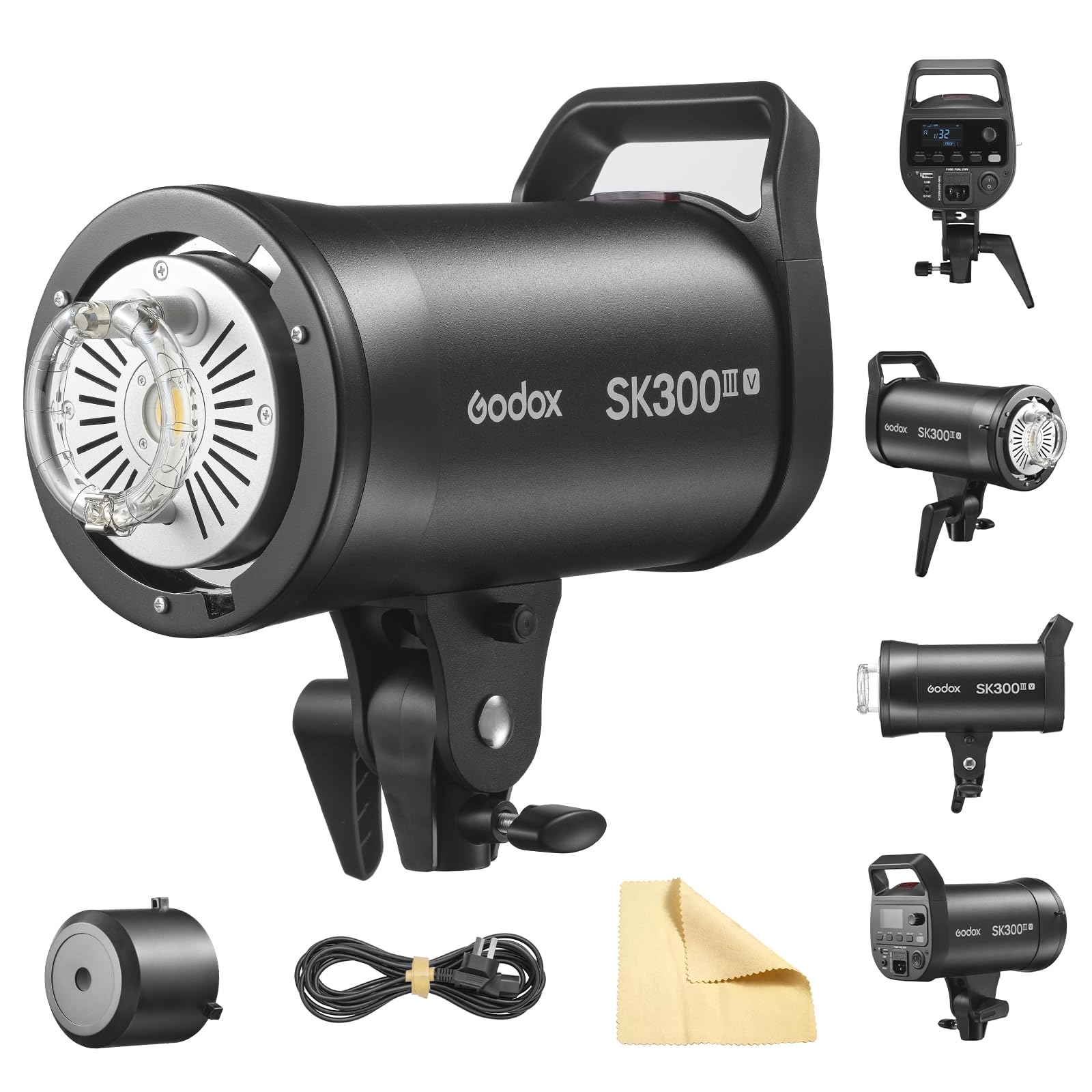 GODOX SK300IIIV Studio Flash 300Ws 2.4G Wireless Bowens Mount Strobe Light with 10W LED Modeling Lamp, GN58 5700K ±200K 0.1-1.5s Fast Recycle Time for Portrait Product Wedding Photography