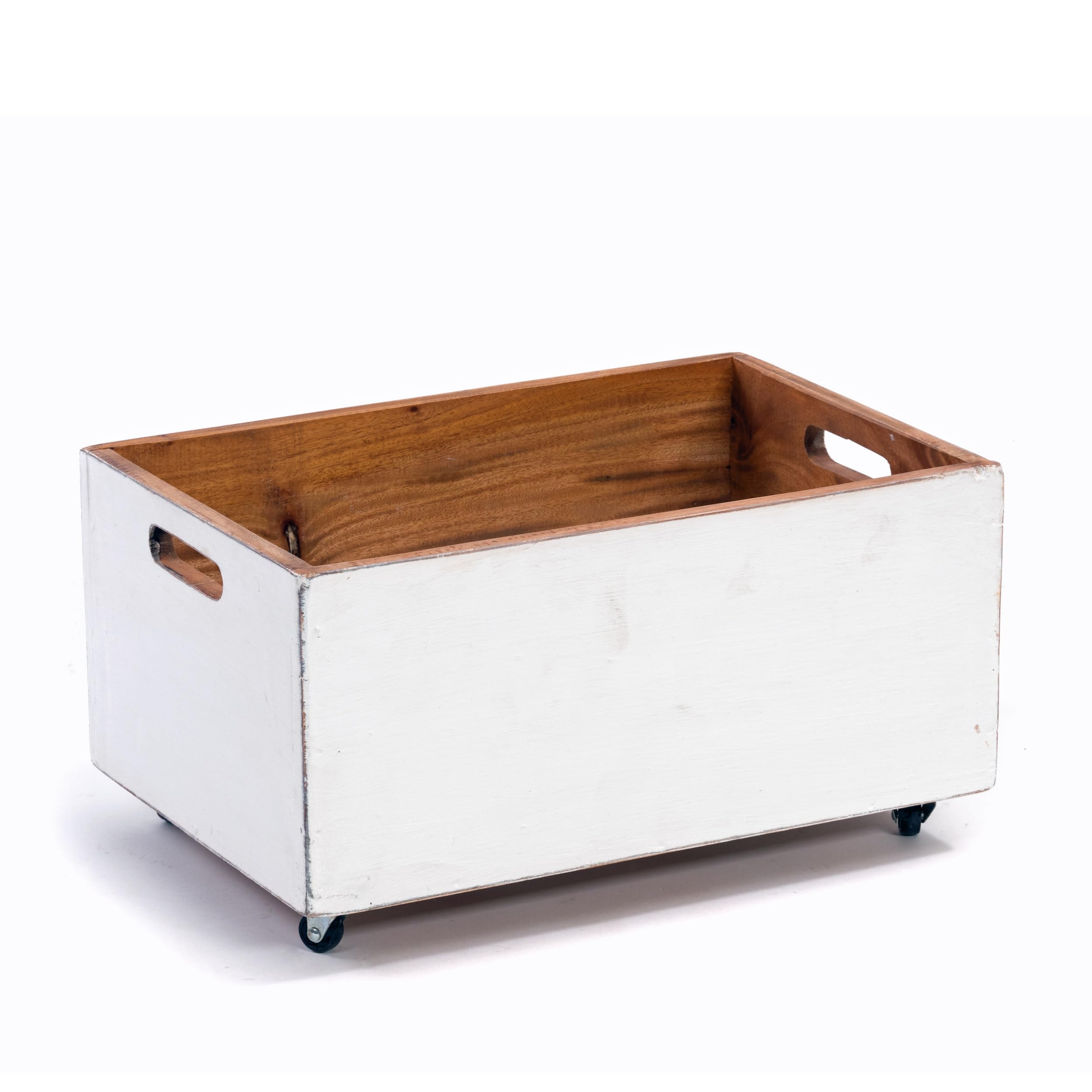 DESIGN DELIGHTS ROLLBARE HOLZKISTE Box | 26x45x30 cm (HxBxT), Recyclingholz | Aufbewahrungskiste, Holz Rollkiste, Spielzeugkiste