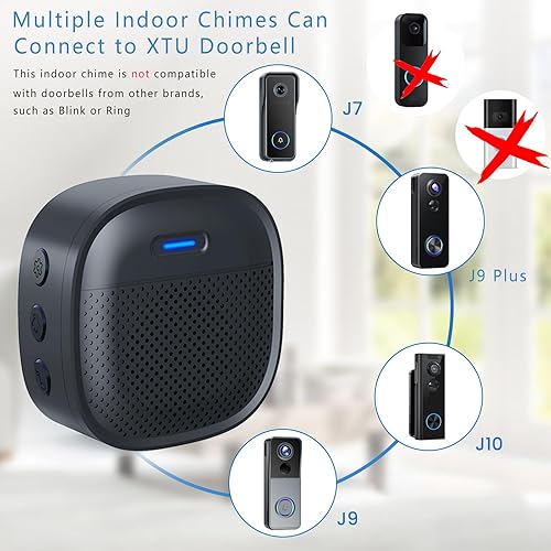 Miniatura 2 de XTU Timbre inalámbrico para J7J9J9 PlusJ10, rango de recepción 328 pies (656.2 ft), 0-110 dB máx