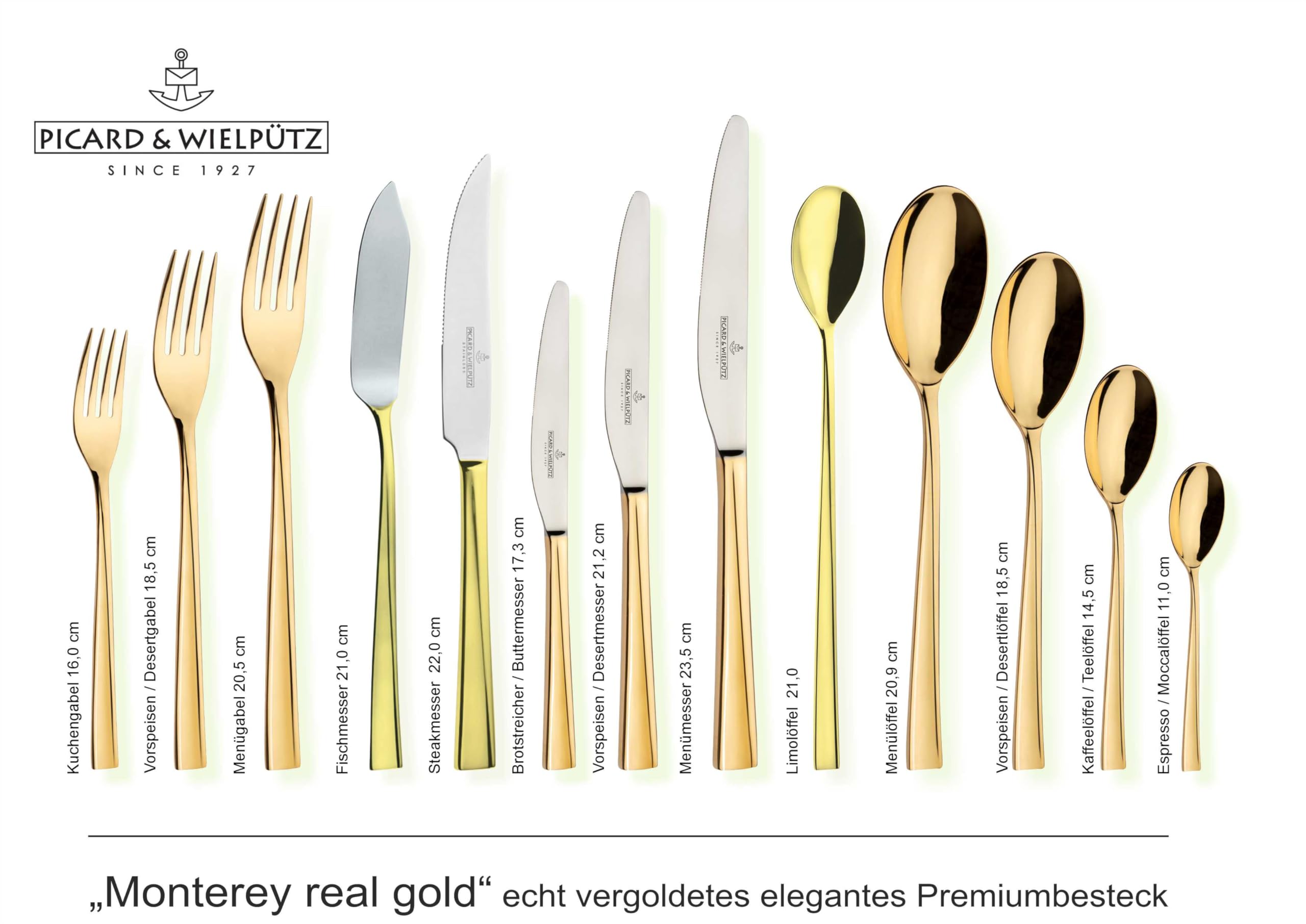 6 tenedores de postre de la serie Monterey Real Gold de Picard & Wielpütz
