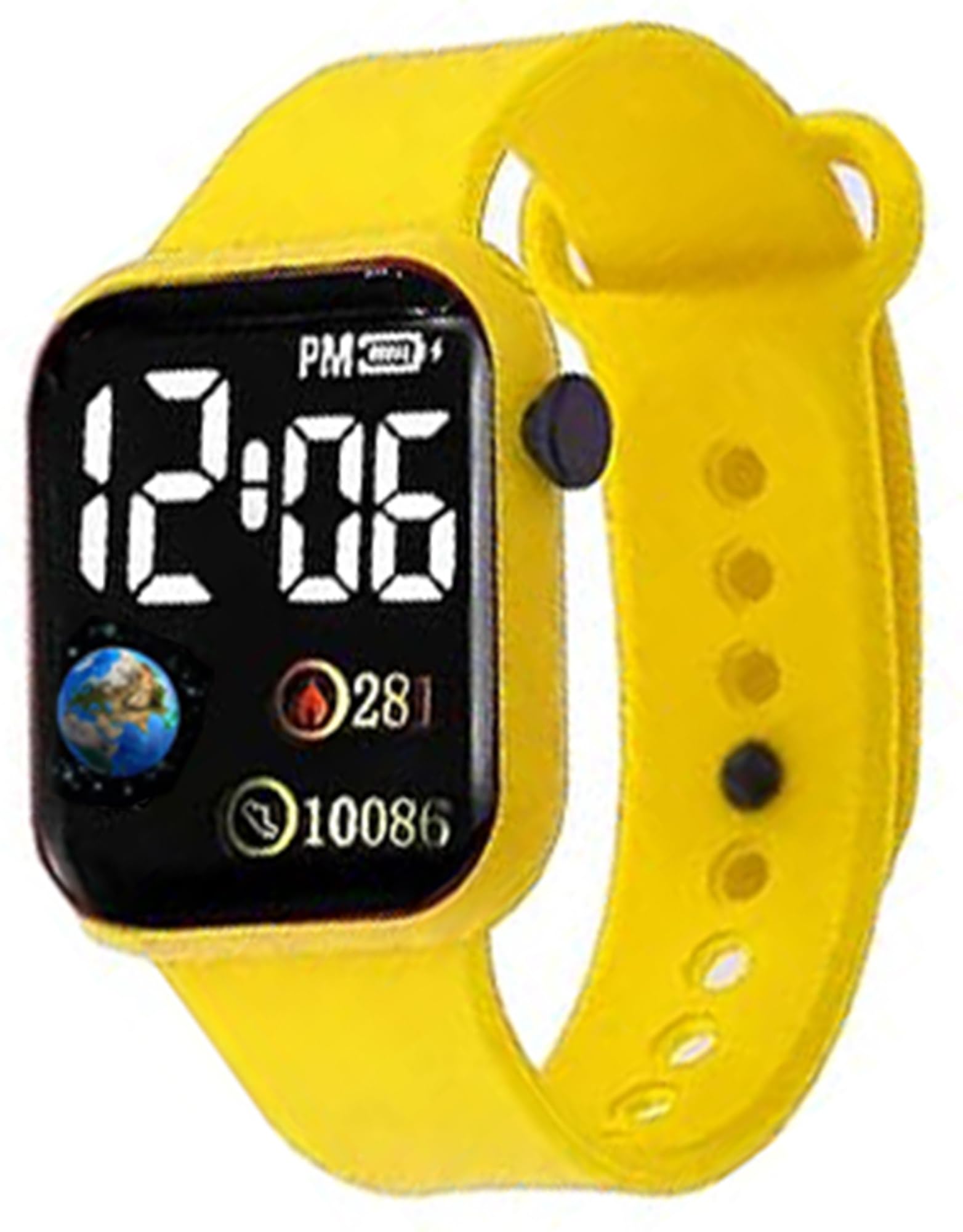 Acnos® Yellow Color Luminous LED Display Fashionable Children Kids Digital Watches Waterproof Sports Square Electronic Led Watch for Kids Boy Baby Girls Digital Watch for