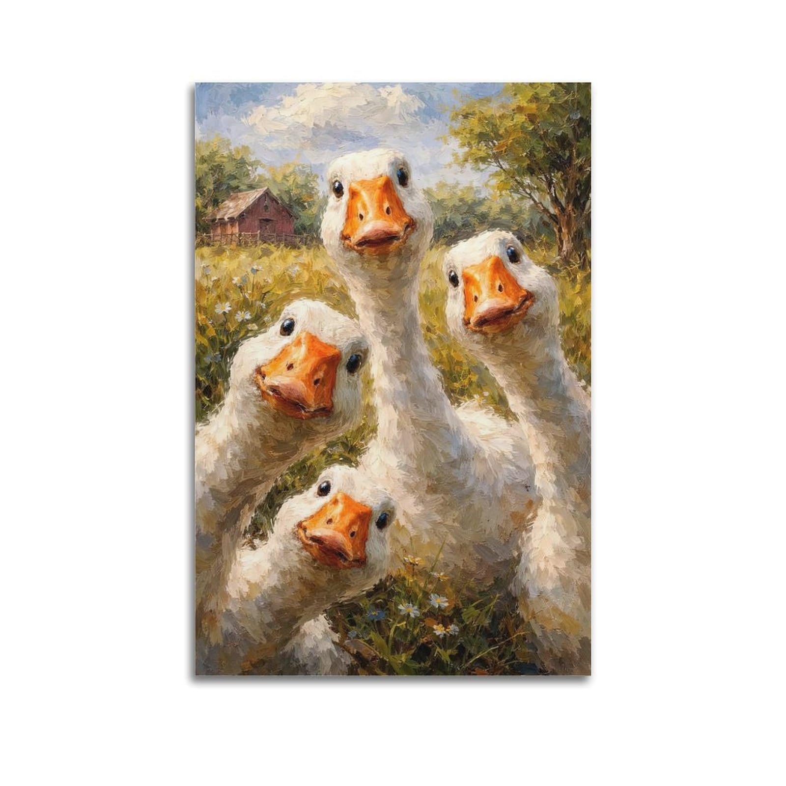 OKAHYS Vintage Animal Poster Funny Little White Duck Artwork Decorative Painting Canvas Wall Artworks Picture 20x30inch(50x75cm)