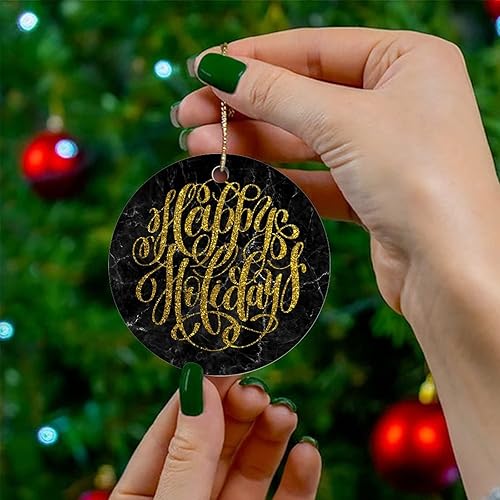 Vista 24 de Adornos para árbol de Navidad, adorno de Navidad, adorno de recuerdo, decoración del hogar, colgantes, colgantes, redondos, de cerámica, adornos