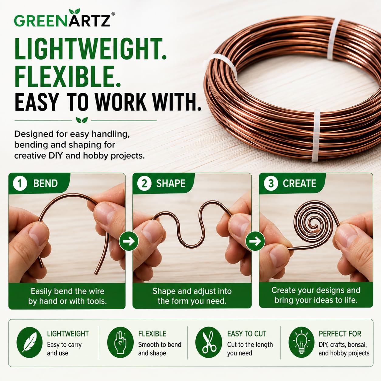 Bonsai Wire Kit - 1mm, 1.5mm, 2mm - GREENARTZ -5