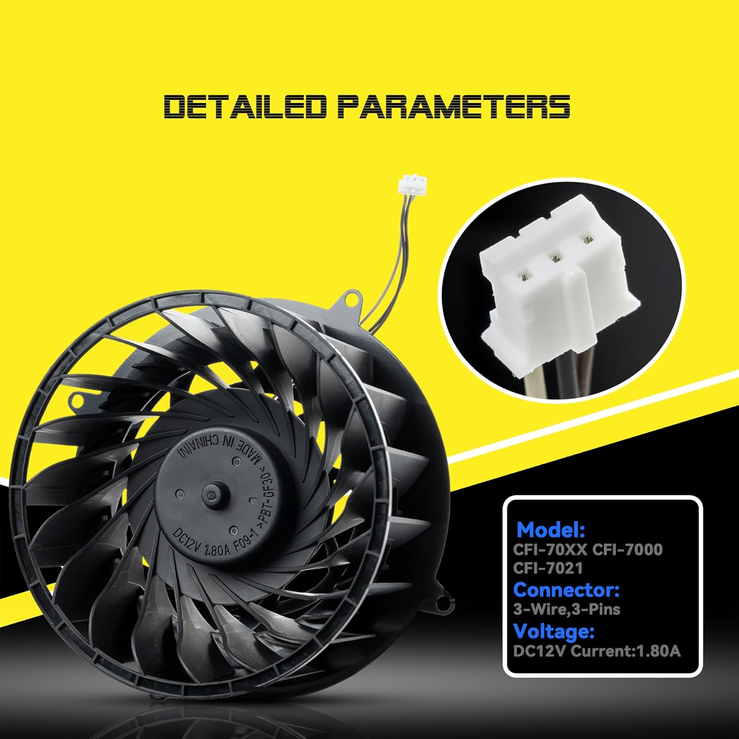 Internal CPU Cooling Fan Replacement for Sony PlayStation 5 PS5 Pro Series PVB120M12H-P01-AE with 19 Blades, for PS5 Pro CFI-70XX CFI-7000 CFI-7021 Series