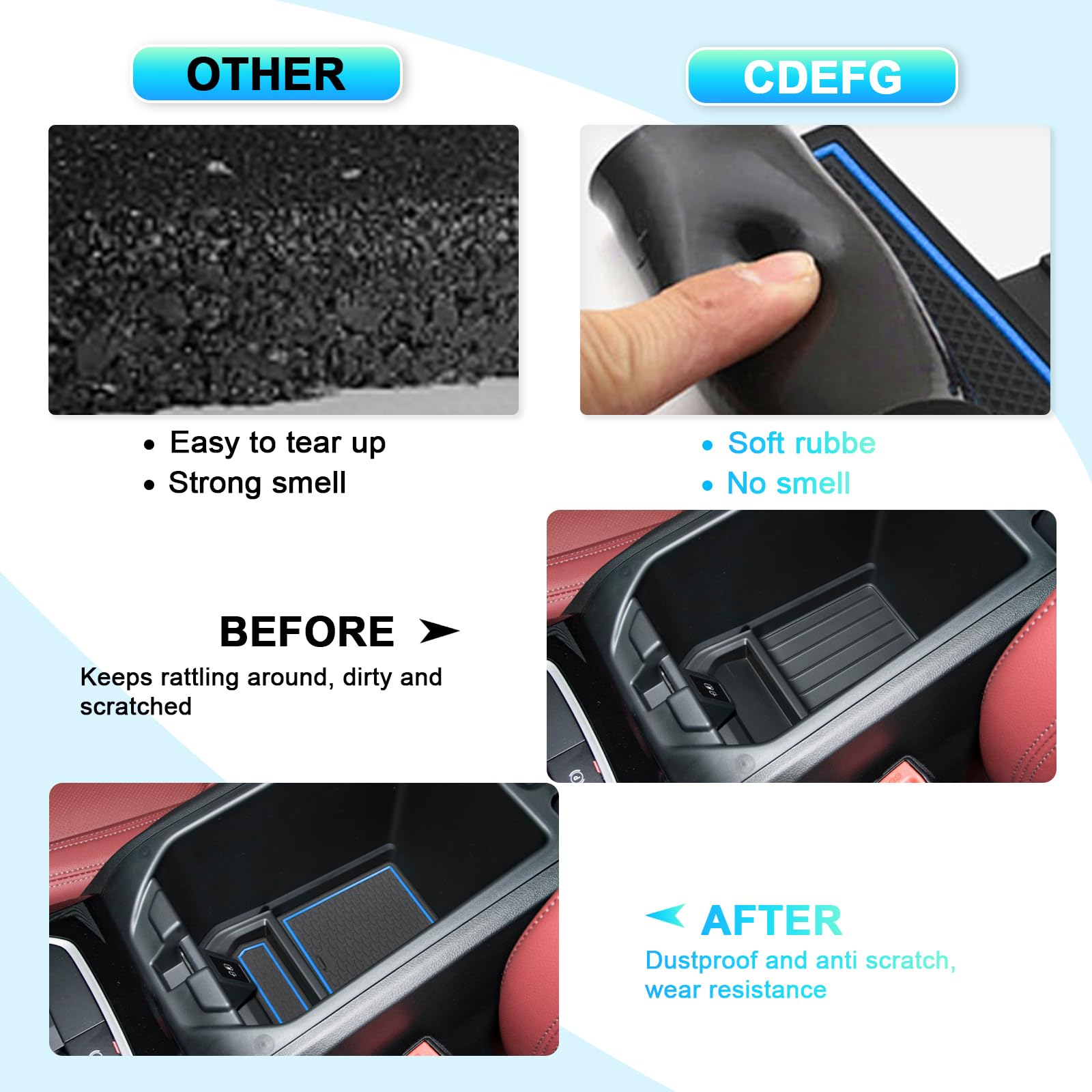 GAFAT Compatibel met BMW X3 G01/ X4 G02/ iX3 2019-2023 2024 antislipmatten, X3 iX3 X4 rubberen matten, antislip, antislip middenconsole-matten, deurnaad- matten, X3 G01 accessoires (zwart