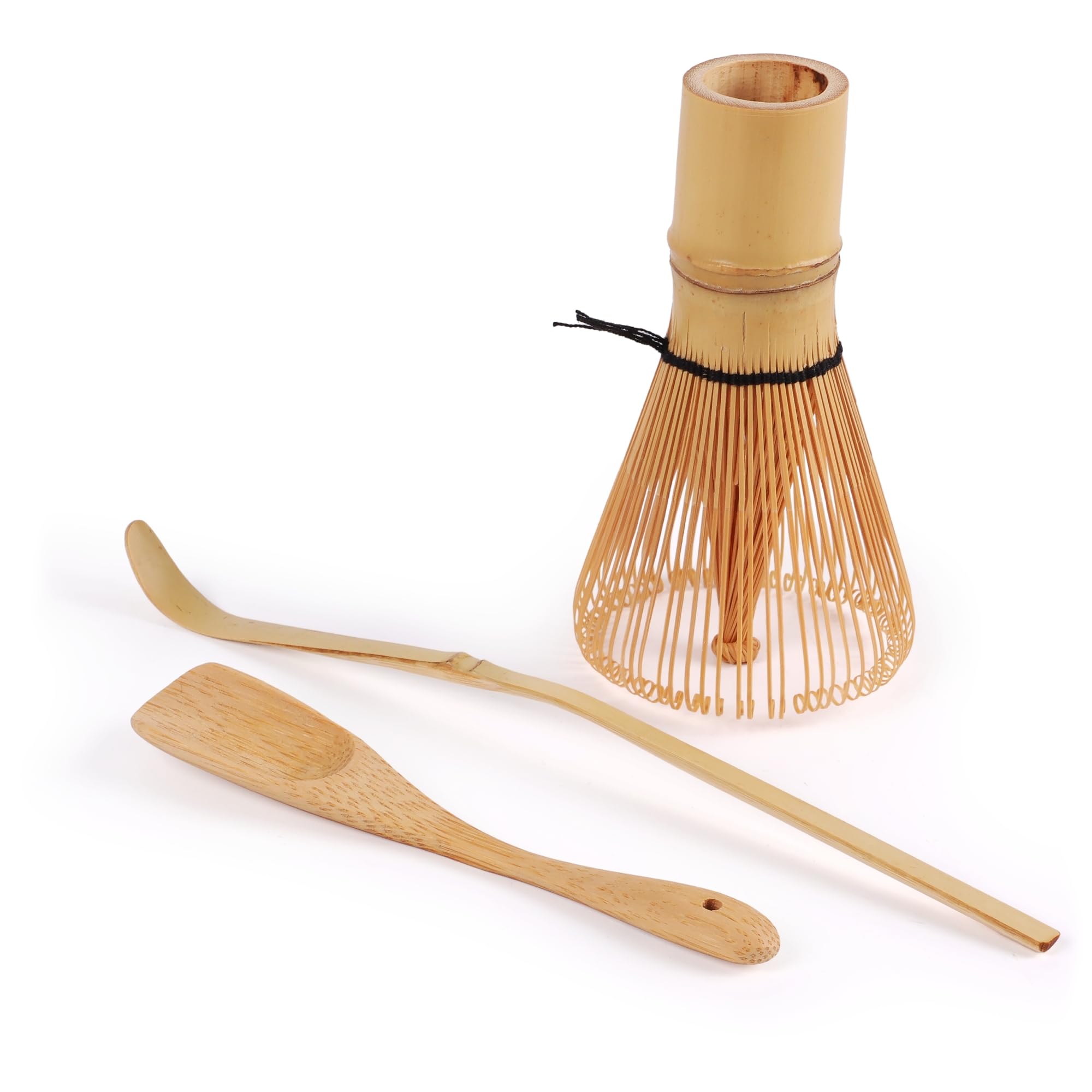 Bamboomn Golden Tea Whisk + Chasaku + Deep Scoop Japanese Tea Set, Matcha Whisk (Chasen), Traditional Scoop (Chashaku), Deep Scoop, The Perfect Set To Prepare A Traditional Cup Of Matcha - 1 Set