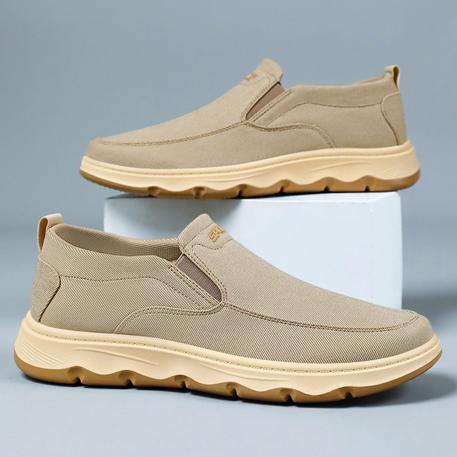 Espadrilles en toile pour homme - Chaussures d'été à enfiler - Espadrilles plates classiques - Semelle en caoutchouc