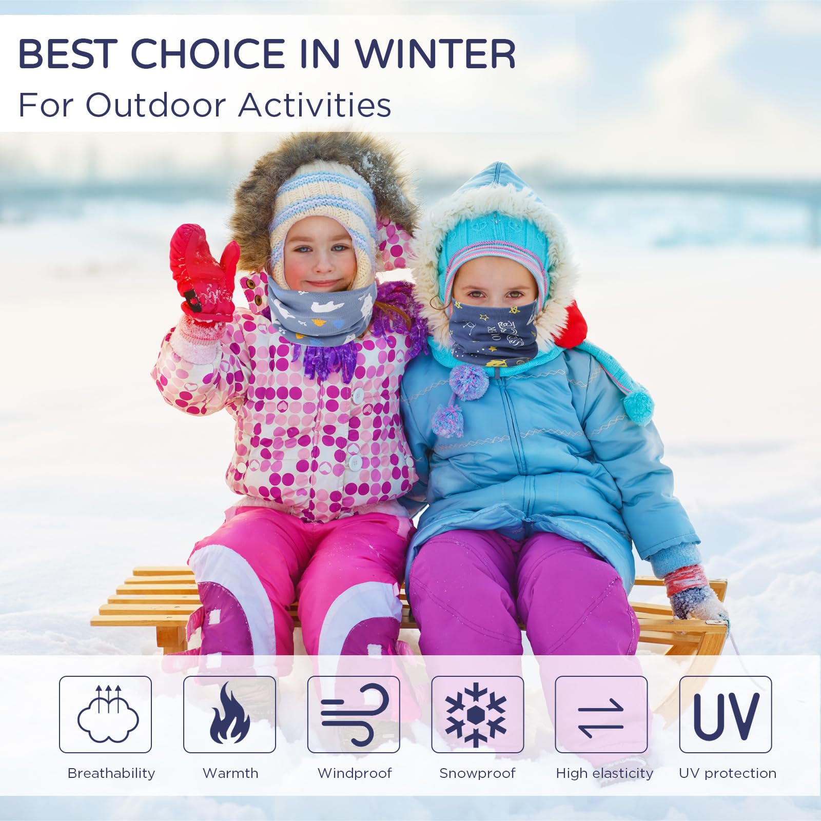 CIYIN Braga Cuello Niño 2 Piezas Bufanda Tubular Invierno Algodón Resistente al Viento
