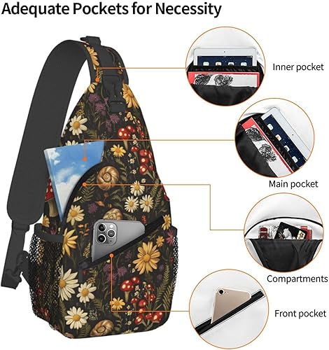 Miniatura 4 de Small Crossbody Bags for Women Men - Vintage Mushroom Plant Print Adjustable Shoulder Bag Fanny Packs Belt Sling Bag Crossbody Purses Backpack for
