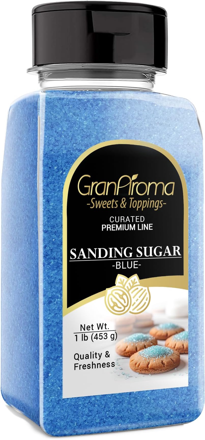GranAroma Sanding Sugar, Decorative, Cookies & Sweets (White) (1.1 Pound) (Blue)