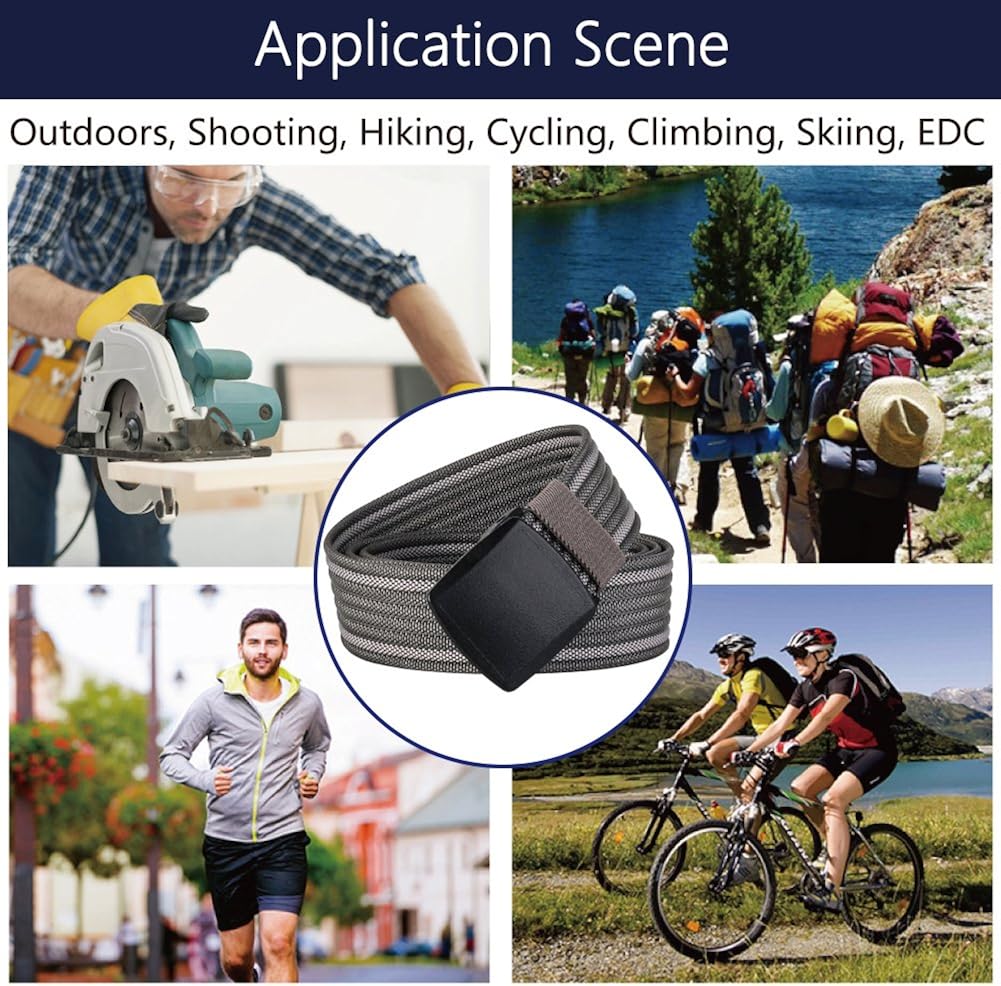 Nylon Belts for Men, Military Tactical Belt with YKK Plastic Buckle, Durable Breathable Canvas Belt for Work Outdoor Sports,Adjustable for Pants Size Below 46inches[53"Long1.5"Wide] (Gray) : Sports & Outdoors