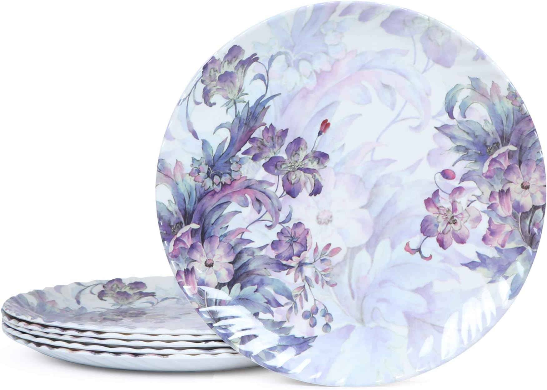 Golden Fish Melamine Unbreakable Round Full Size Dinner Plates (Blue, 11 Inch) - Set of 6