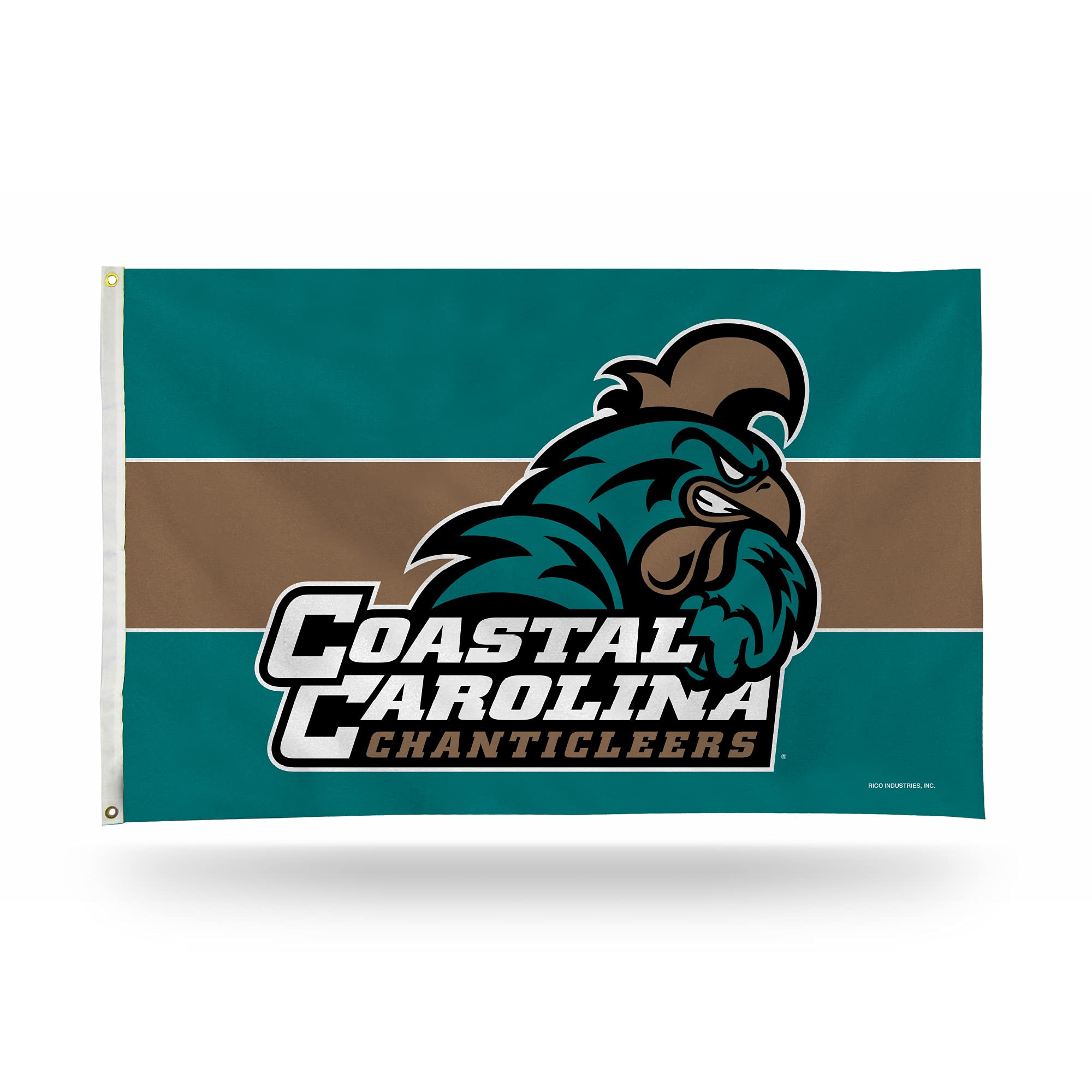 Rico Industries NCAA Coastal Carolina Chanticleers Striped 3' x 5' Banner Flag - Single Sided - Indoor or Outdoor - Home Décor Made