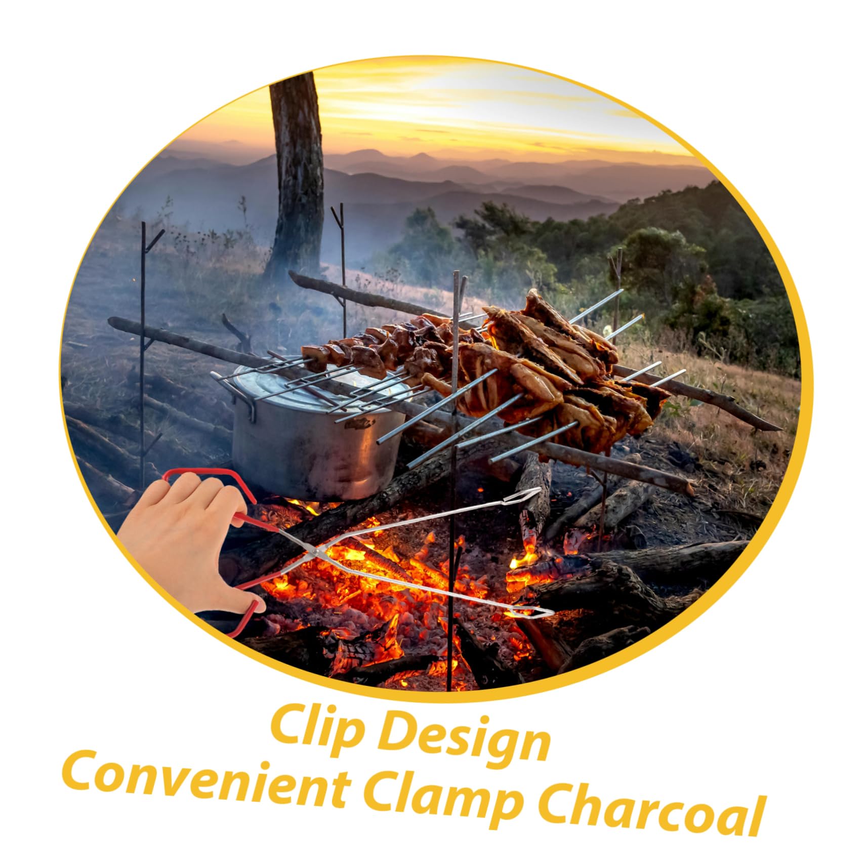 Mikikit 4 Piezas Pinzas de Inoxidable Barbacoa y Fogatas con Ergonómico y Antideslizante Herramienta de Cocina Asar y Sujetar Aire