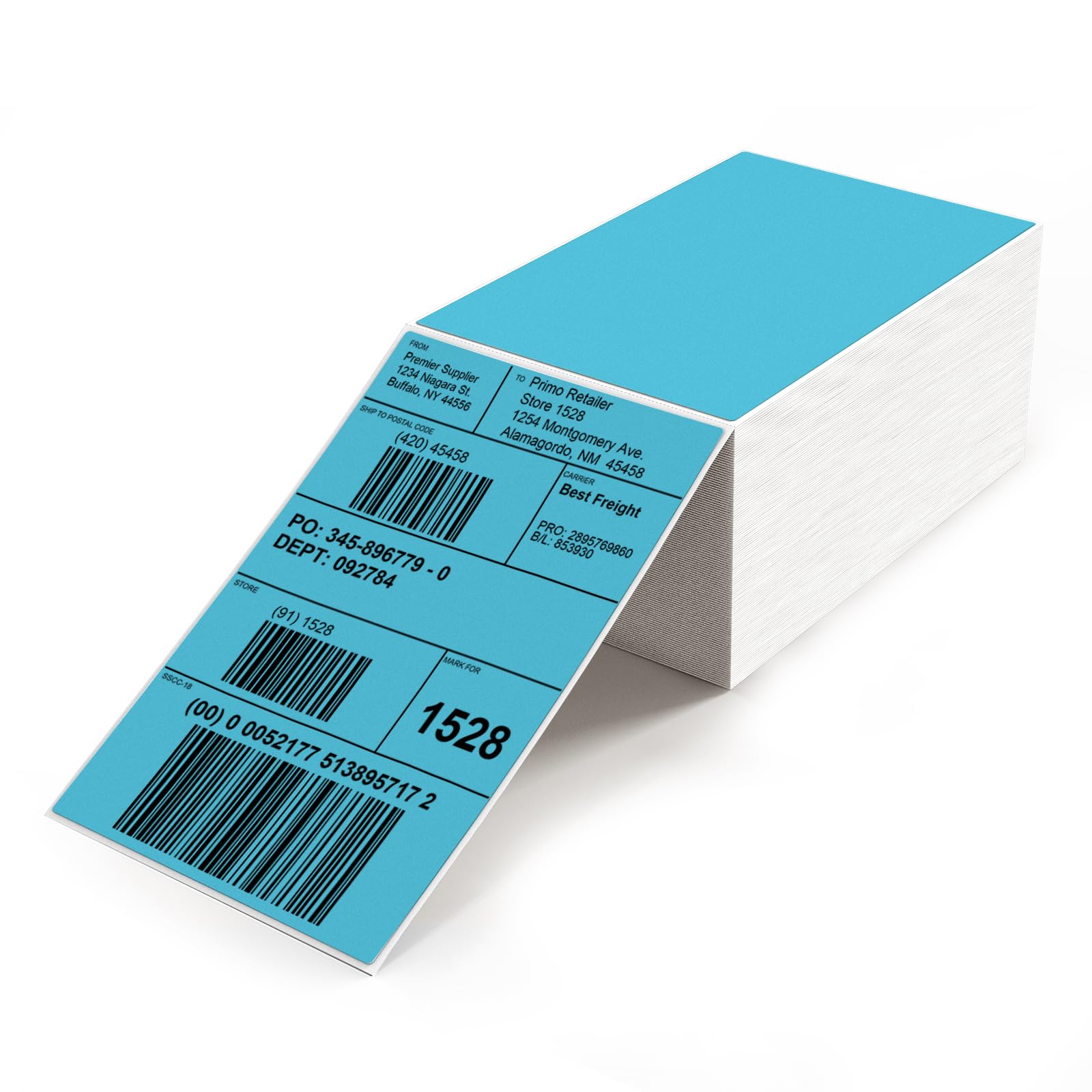 Blue Direct - Etichette termiche autoadesive in vinile, 10,2 x 15,2 cm, impermeabili, perforate, per stampante per ufficio, scuola, magazzino, 500 pezzi
