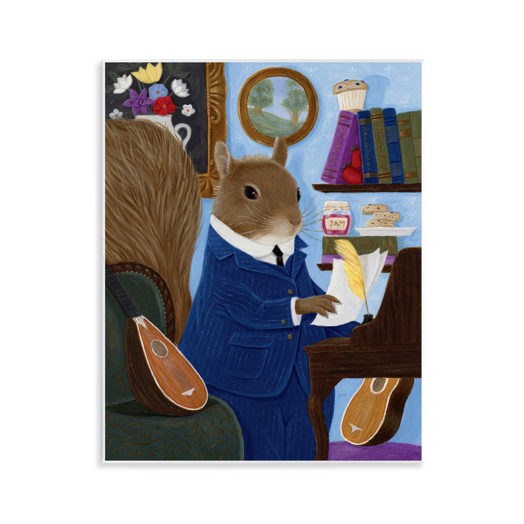 Stupell Industries 'Gentleman Squirrel Composing', Wall Plaque Art, 11 x 14 Inches, Easy to Hang and Sturdy, Made in USA, by Gina Matarazzo