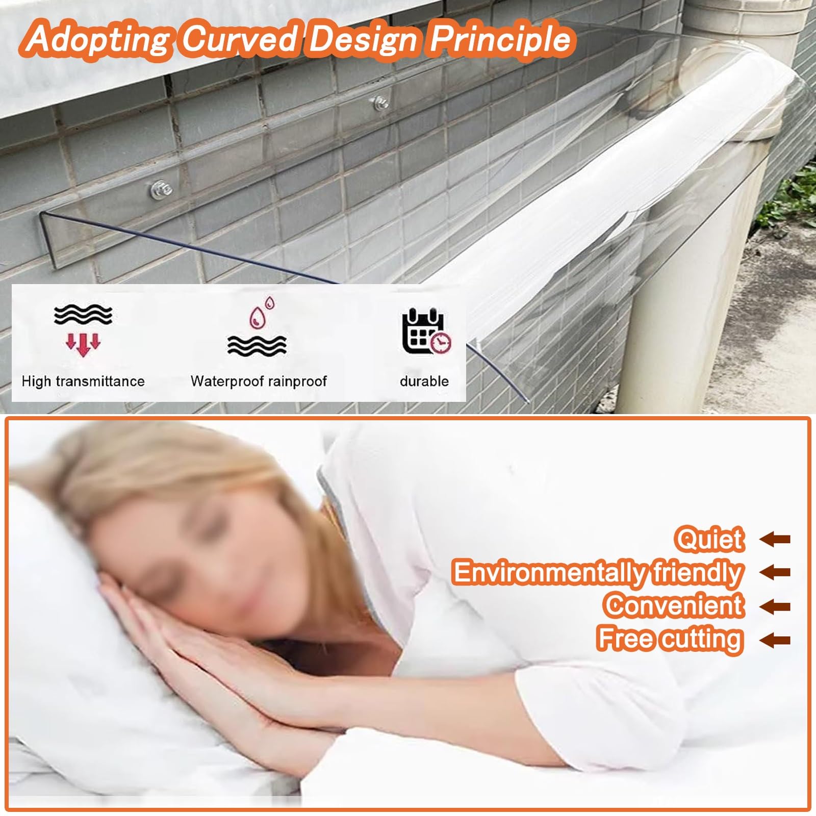 Przezroczysty otwór do drzwi wejściowych, 61 cm - 345 cm, baldachim do drzwi wejściowych, werandy, patio, odporny na warunki atmosferyczne do drzwi i drzwi